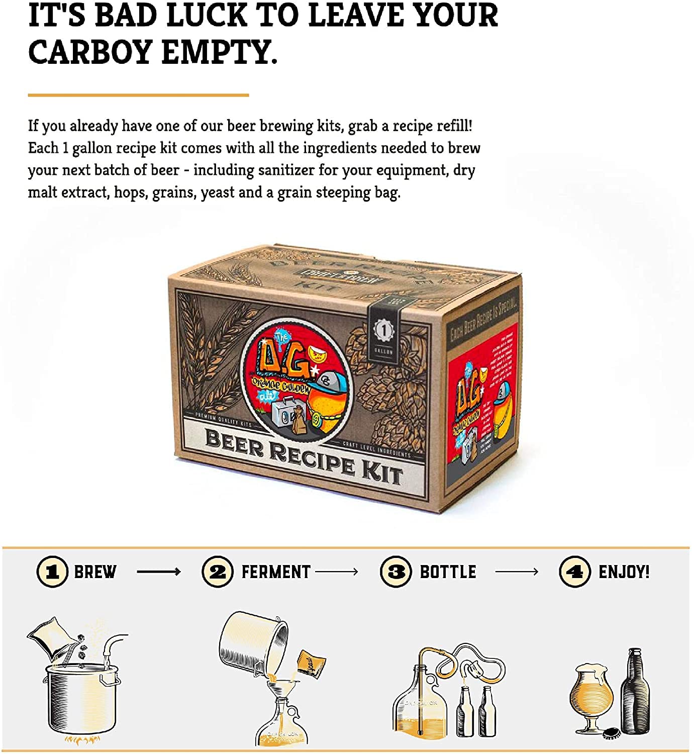 Craft A Brew Orange Golden Ale Recipe Kit - 1 Gallon Home Brewing Beer Supplies with Premium Ingredients - Perfect for Beginners & Homebrewers (Ideal for Parties, Gifts & DIY Beer Making)