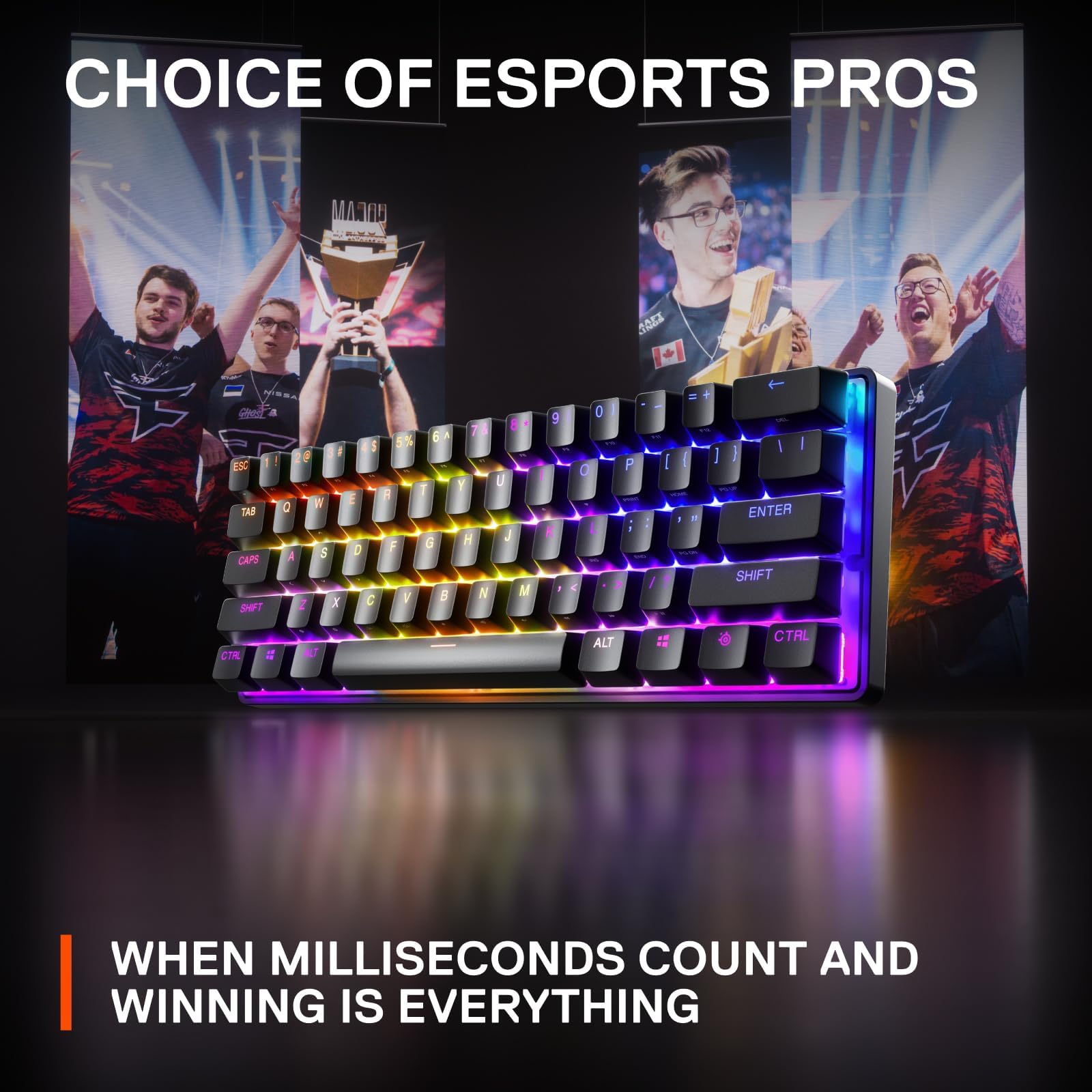 SteelSeries Apex Pro Mini 60% Compact Mechanical Gaming Keyboard - HyperMagnetic Adjustable Actuation - RGB Backlit - PBT Keycaps - USB-C - Perfect for Esports, Streaming & Office Work