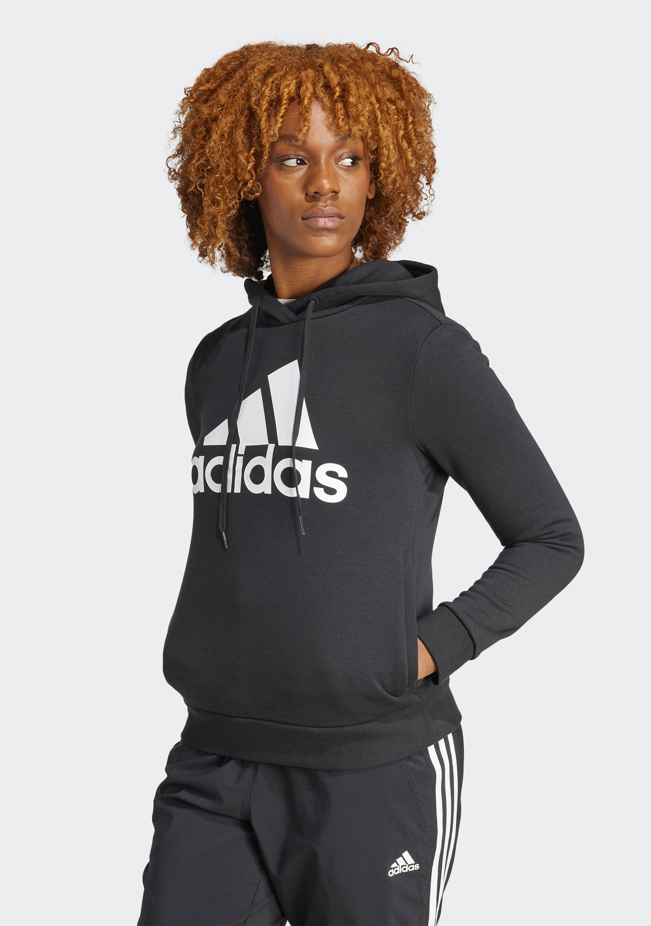 Adidas Women's Essentials Relaxed Fit Logo Hoodie - Black | Soft Fleece Pullover for Casual Wear, Gym & Lounge | Perfect for Everyday Comfort & Street Style