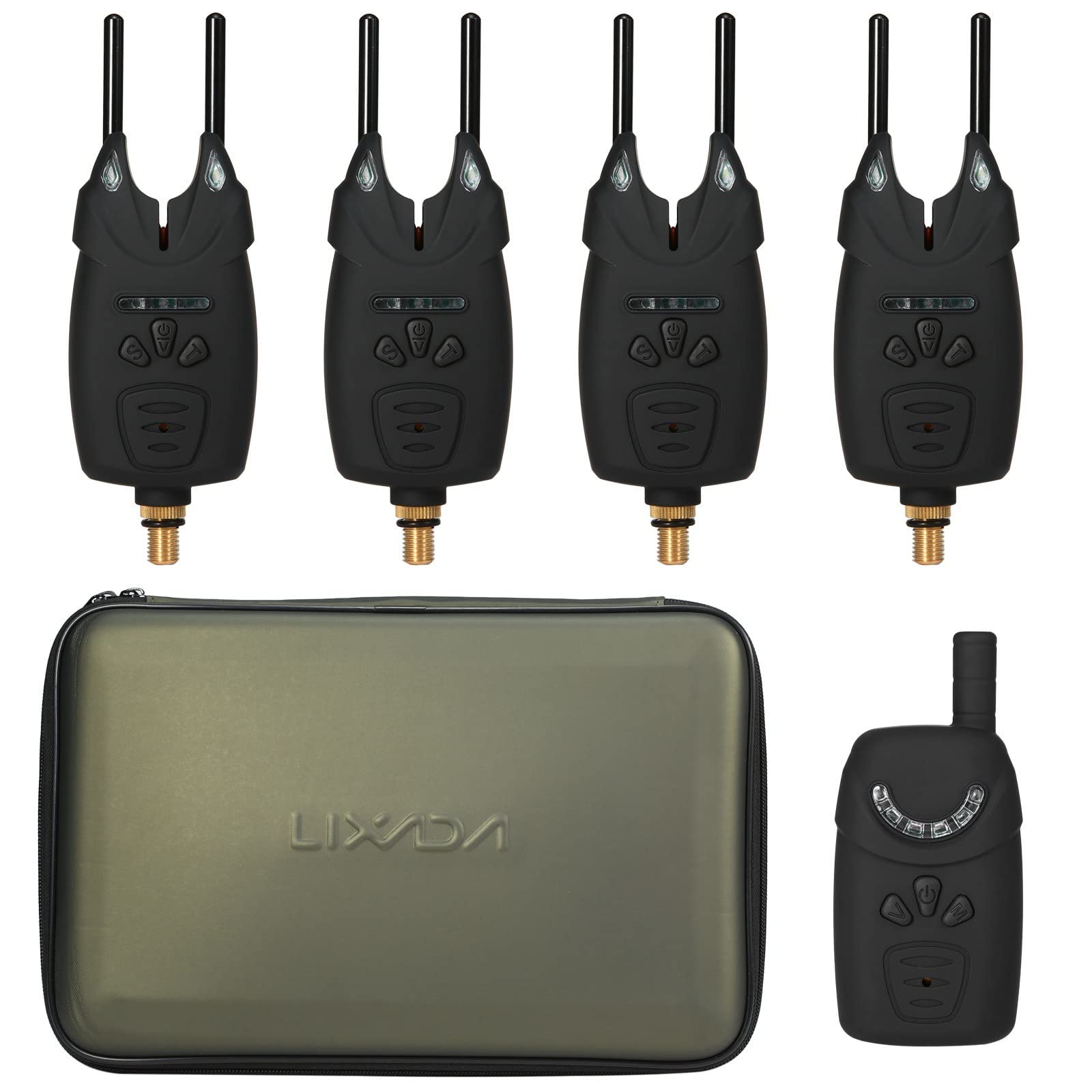 Wireless LED Fishing Bite Alarm Kit with Digital Receiver & Sound Alert - Portable Electronic Fish Alarm with Carrying Case - Perfect for Night Fishing, Ice Fishing & Shore Fishing