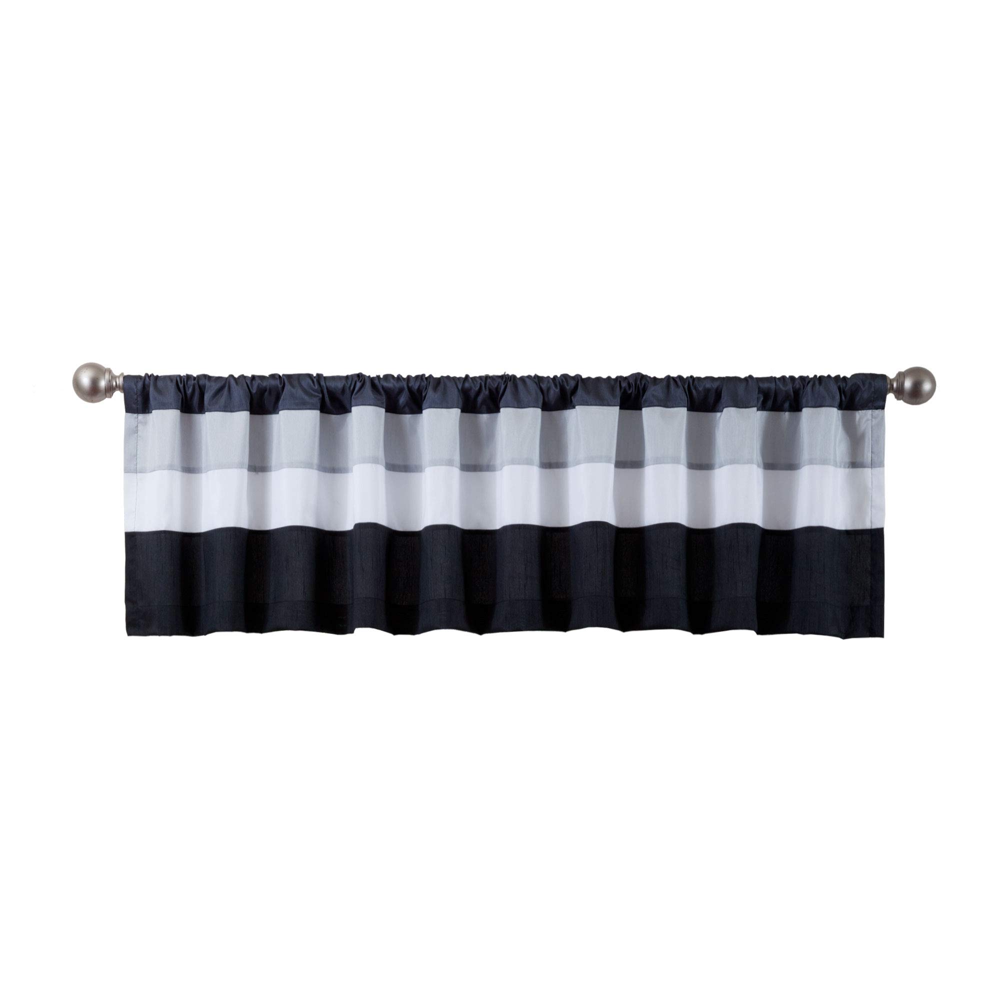 Lush Decor Triangle Home Fashions 19341 Iman Valance - Black and White Window Valance Curtain for Living Room, Bedroom & Kitchen Decor