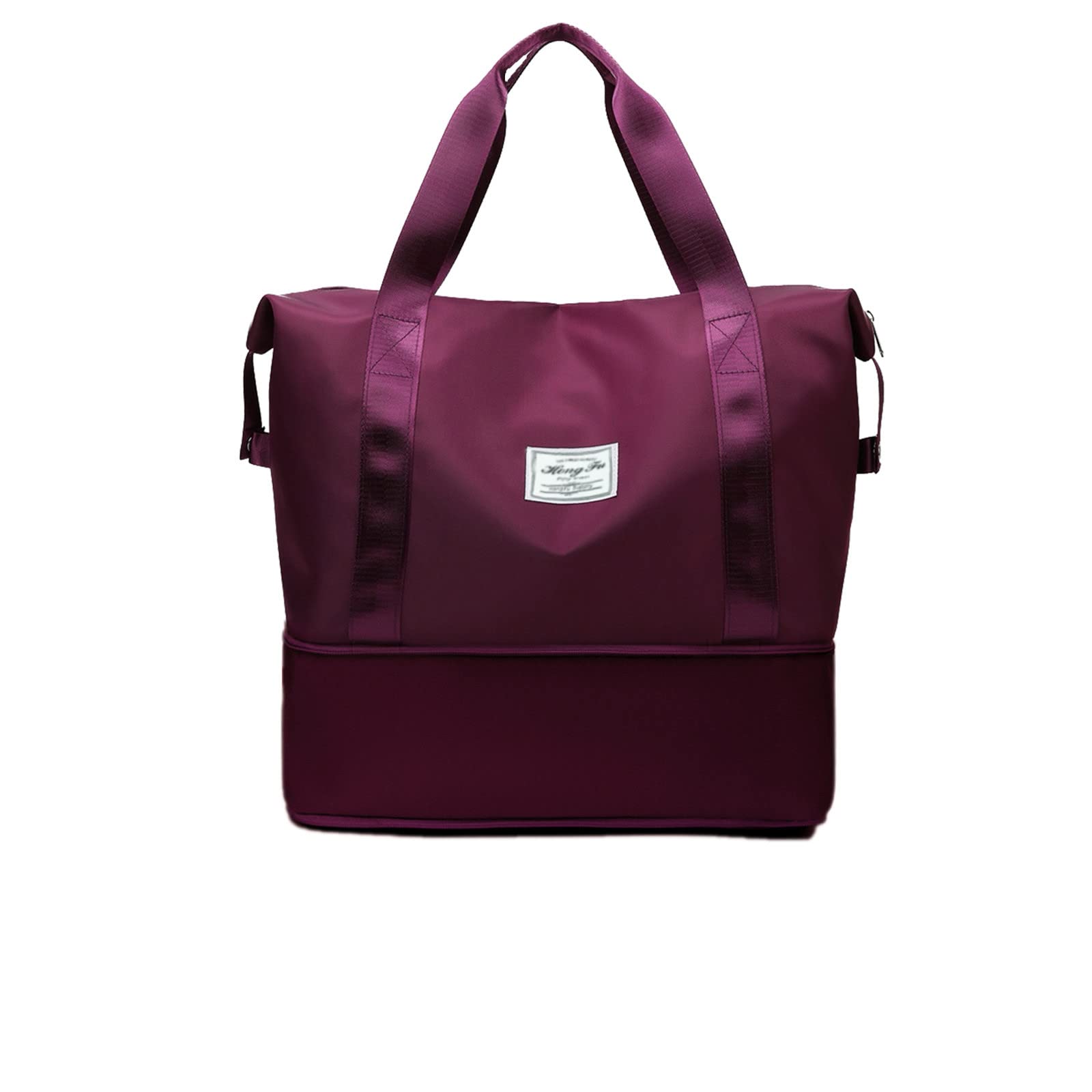 Foldable Duffle Bag for Travel, Gym & Sports - Water-Resistant Tote Luggage Bag for Women & Men (Wine Red) - Perfect for Workouts, Weekend Getaways & Airplane Carry-On