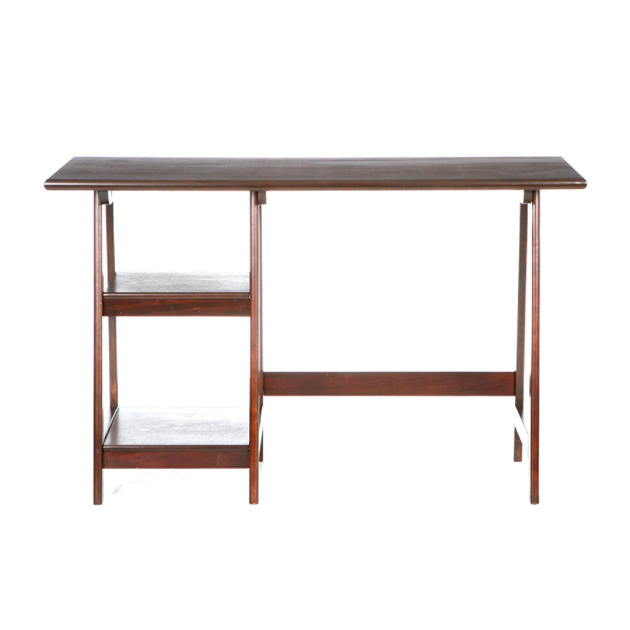 SEI Furniture Langston Spacious A-Frame 2-Shelf Writing Desk in Espresso - Perfect for Home Office, Study Room & Small Spaces