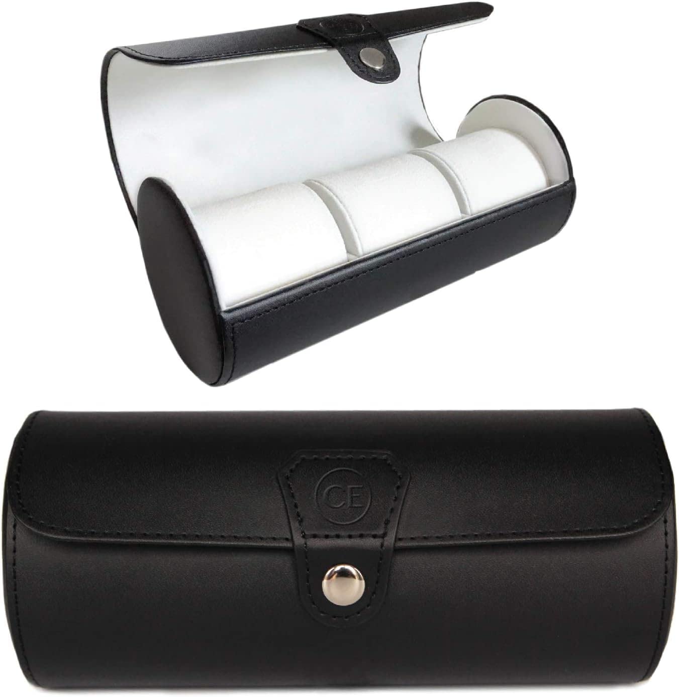 Premium Vegan Faux Leather Watch Case Roll Organizer - Luxury Travel Watch Display & Storage Holder for Men's Watch Collection (Black) | Perfect for Business Travel, Gifts & Watch Enthusiasts