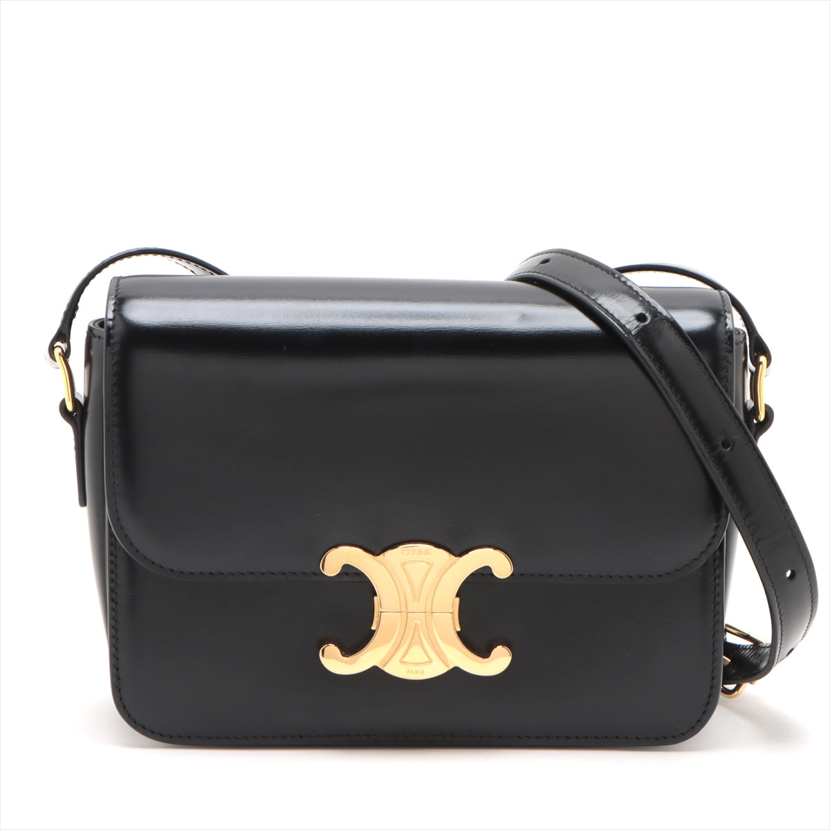 Celine Triomphe Teen Black Leather Crossbody Bag for Women | Luxury Designer Shoulder Purse | Perfect for Date Night, Travel & Everyday Use