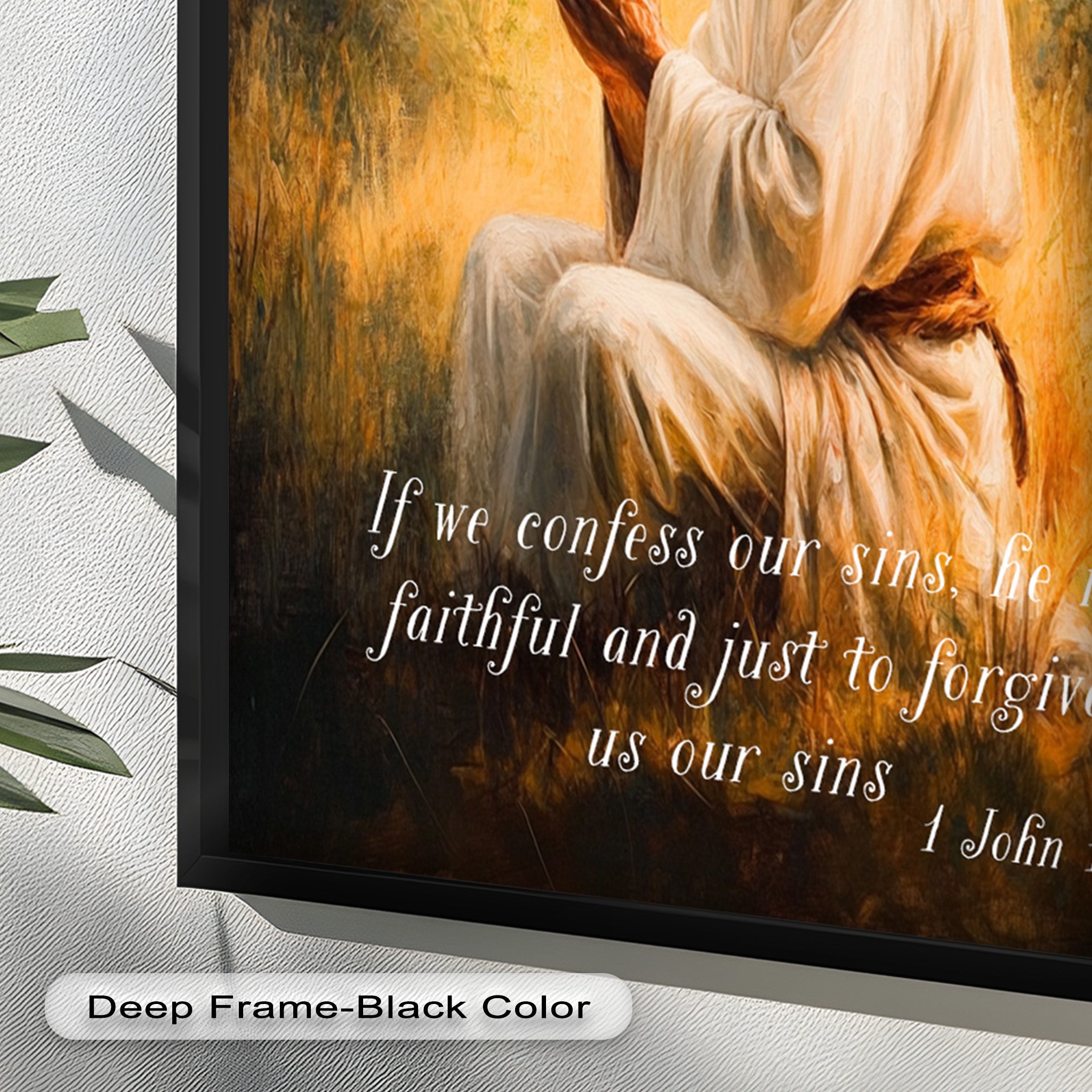 1 John 1:9 Bible Verse Oil Painting - Christian Scripture Wall Art for Home Decor, Church & Prayer Room - Divine Forgiveness Scripture Artwork