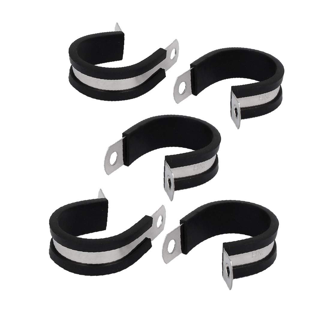 X-DREE 28mm Dia EPDM Rubber Lined P Clips - Heavy Duty Cable Hose Pipe Clamps Holder (5 Pack) - Secure Wire Management for Automotive, Marine & Home Organization