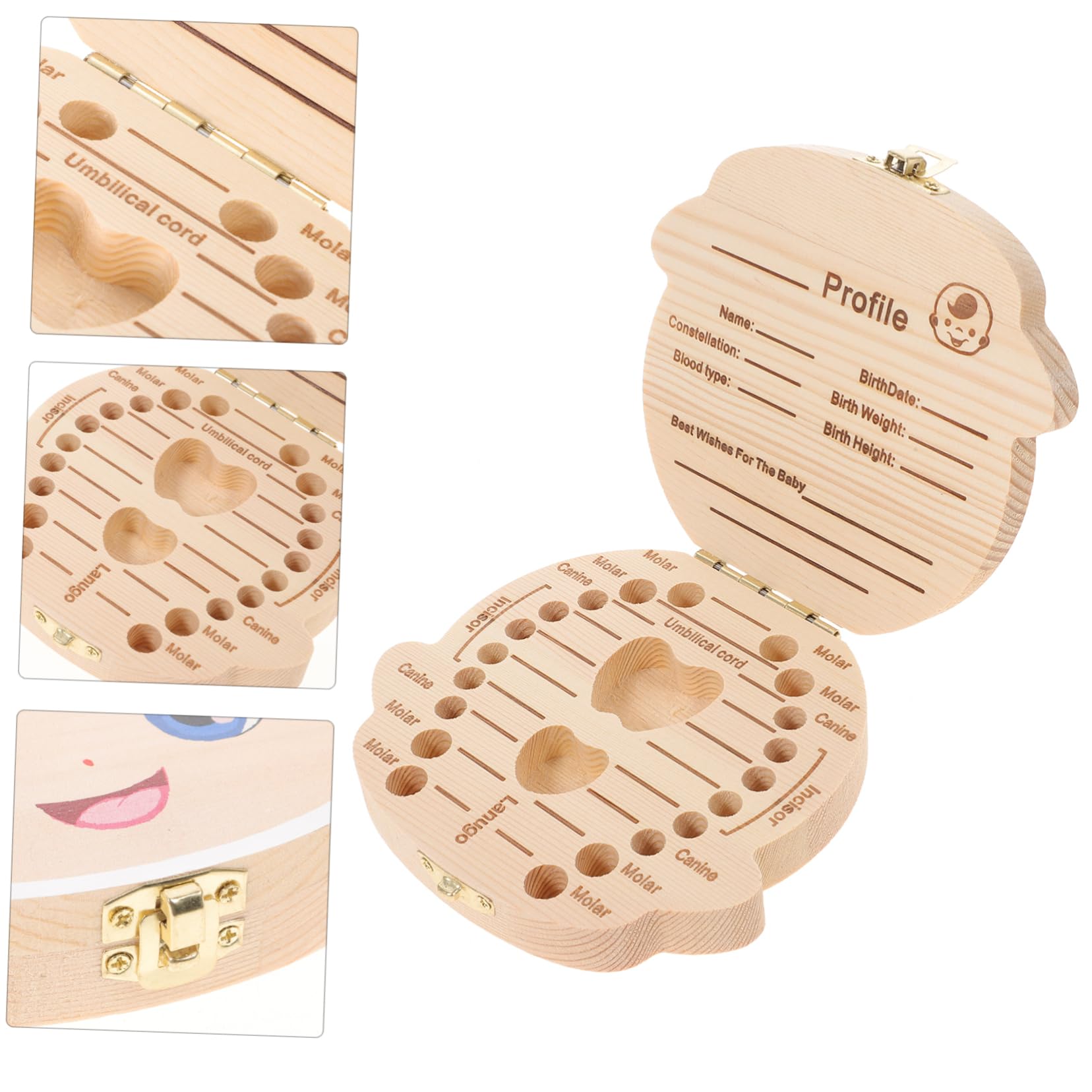 CORHAD Wooden Baby First Tooth Keepsake Box for Boys & Girls - Safe & Adorable Cartoon Tooth Fairy Container - Perfect for Storing Milk Teeth & Creating Magical Memories (Baby Shower Gift, Nursery Decor)