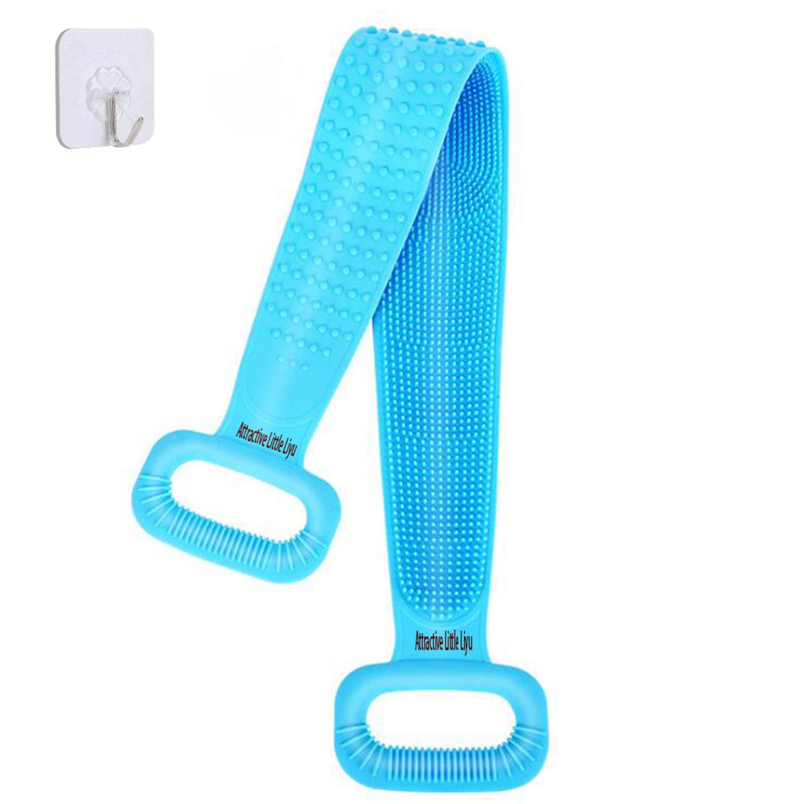 Exfoliating Silicone Back Scrubber Brush - Long Handle Shower Brush with Suction Cups (Blue, Pink, Green, Purple, Grey) - Perfect for Deep Cleansing & Skin Exfoliation in Bath or Shower