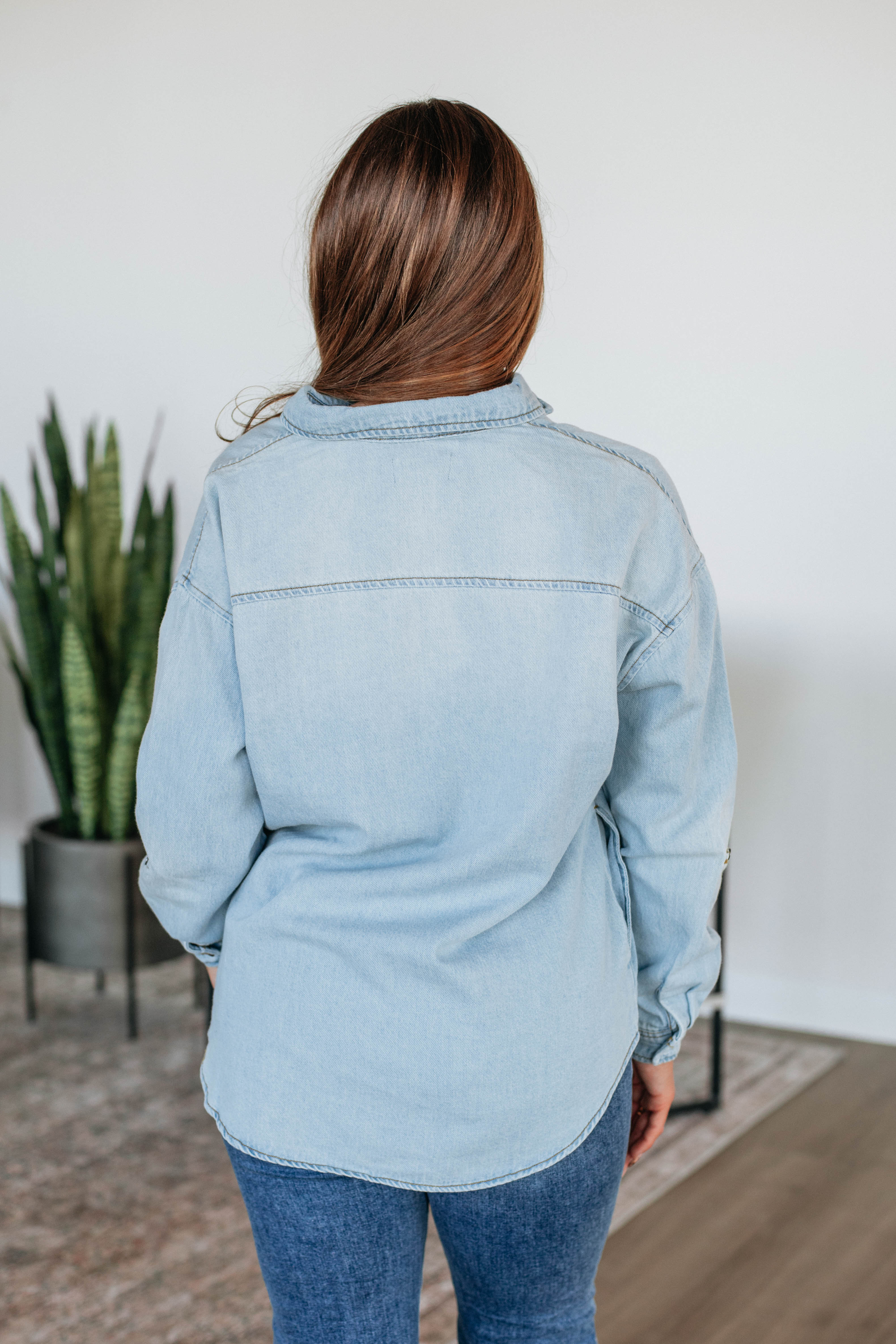 Jordyn Risen Denim Shacket Jacket for Women - Stylish Oversized Denim Shirt Jacket with Button Front & Long Sleeves - Perfect for Casual Outfits, Layering & Fall Fashion