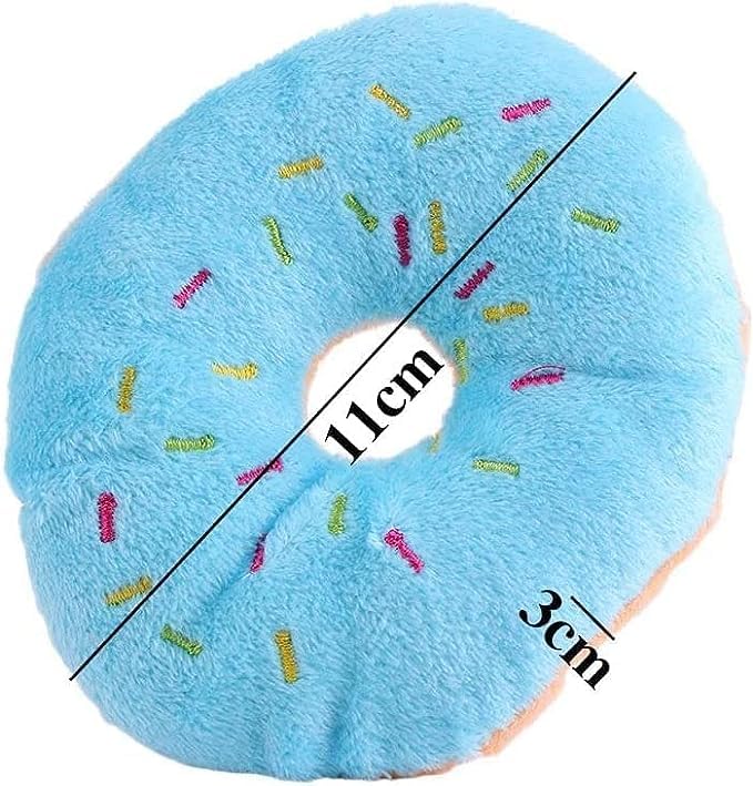 2 PCS Blue Donut Shape Plush Dog Toys with Squeaker - Chew Guard Technology for Small & Medium Dogs - Soft & Durable Chewing Toy for Puppies - Perfect for Playtime, Training & Teething Relief