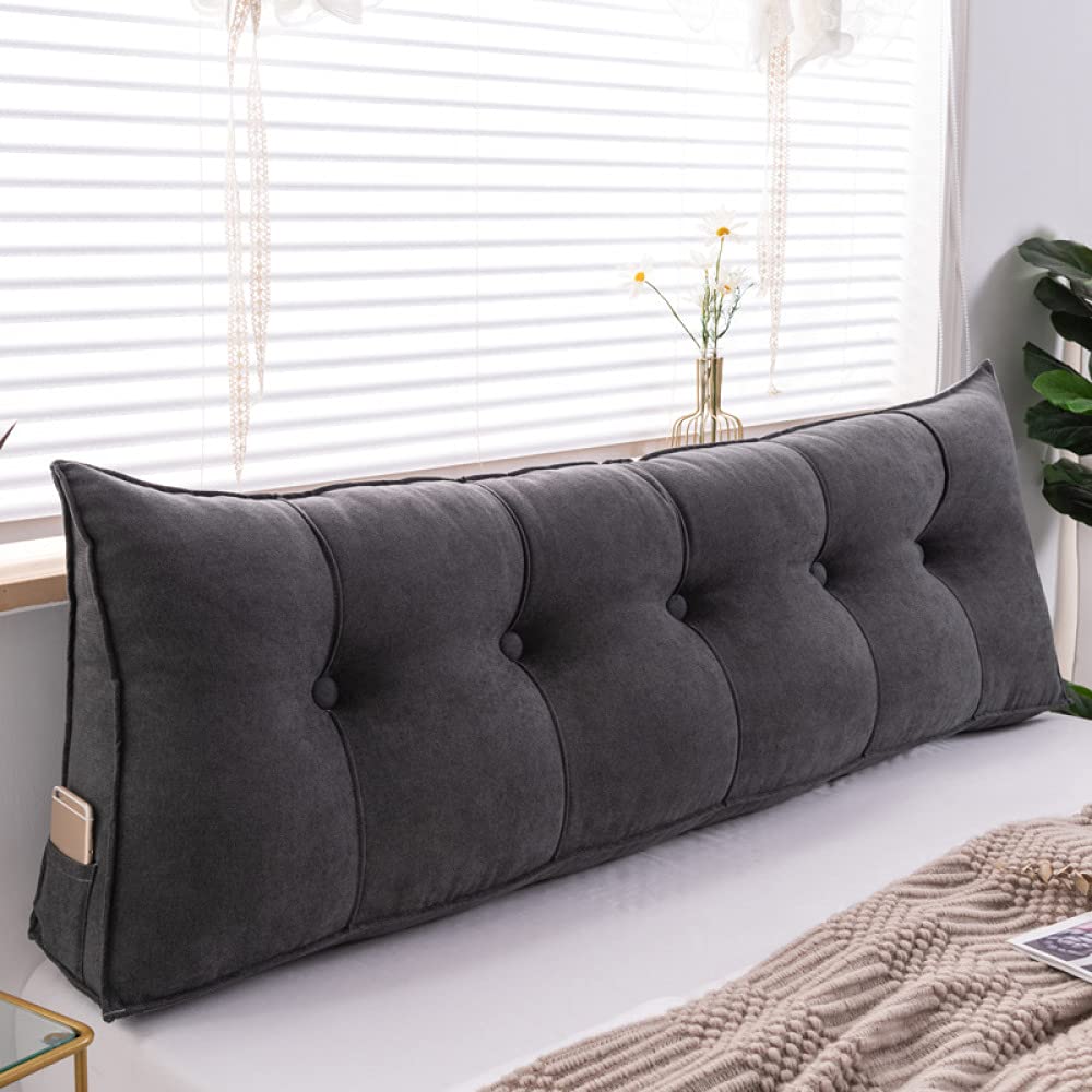 Large Reading Pillow for Adults with Pockets - Back Support Cushion for Sofa, Bed & Floor - Perfect for Reading, Gaming, Watching TV or Relaxing - Dark Gray (20