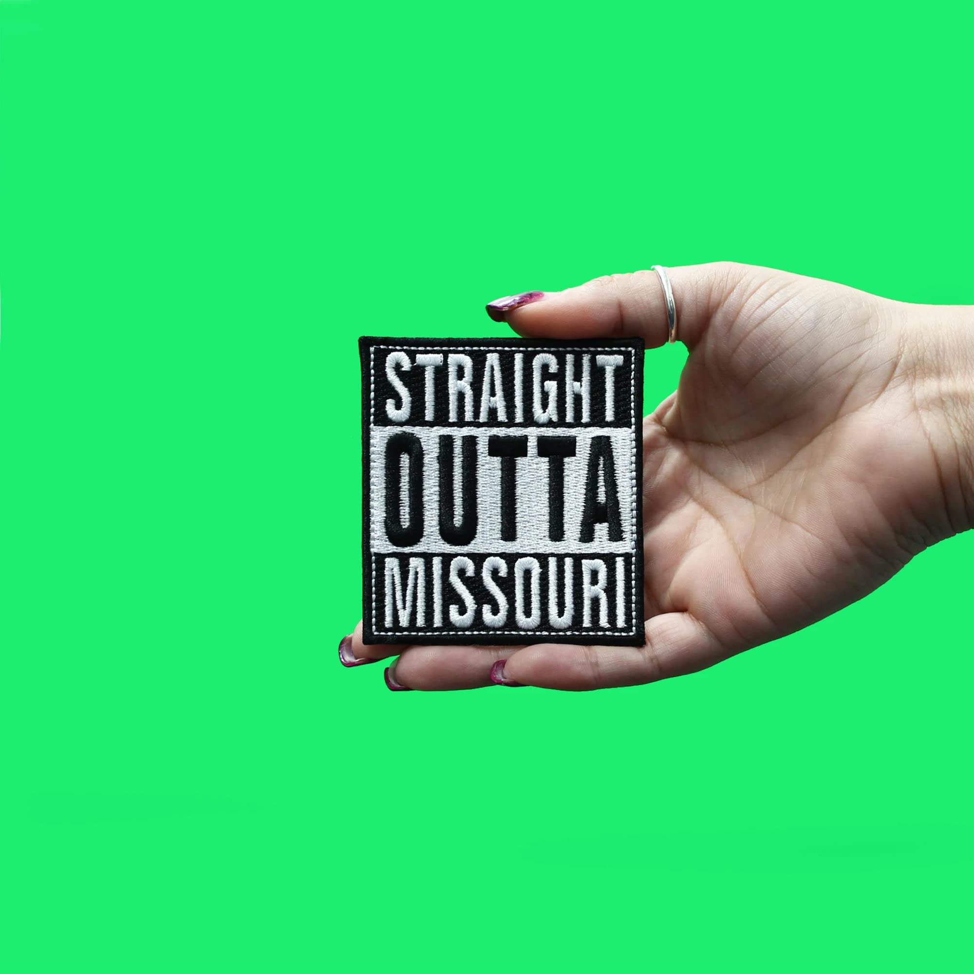 Straight Outta Missouri Embroidered Iron On Patch - Durable Sew or Iron On Applique for Jackets, Hats, Bags & DIY Crafts