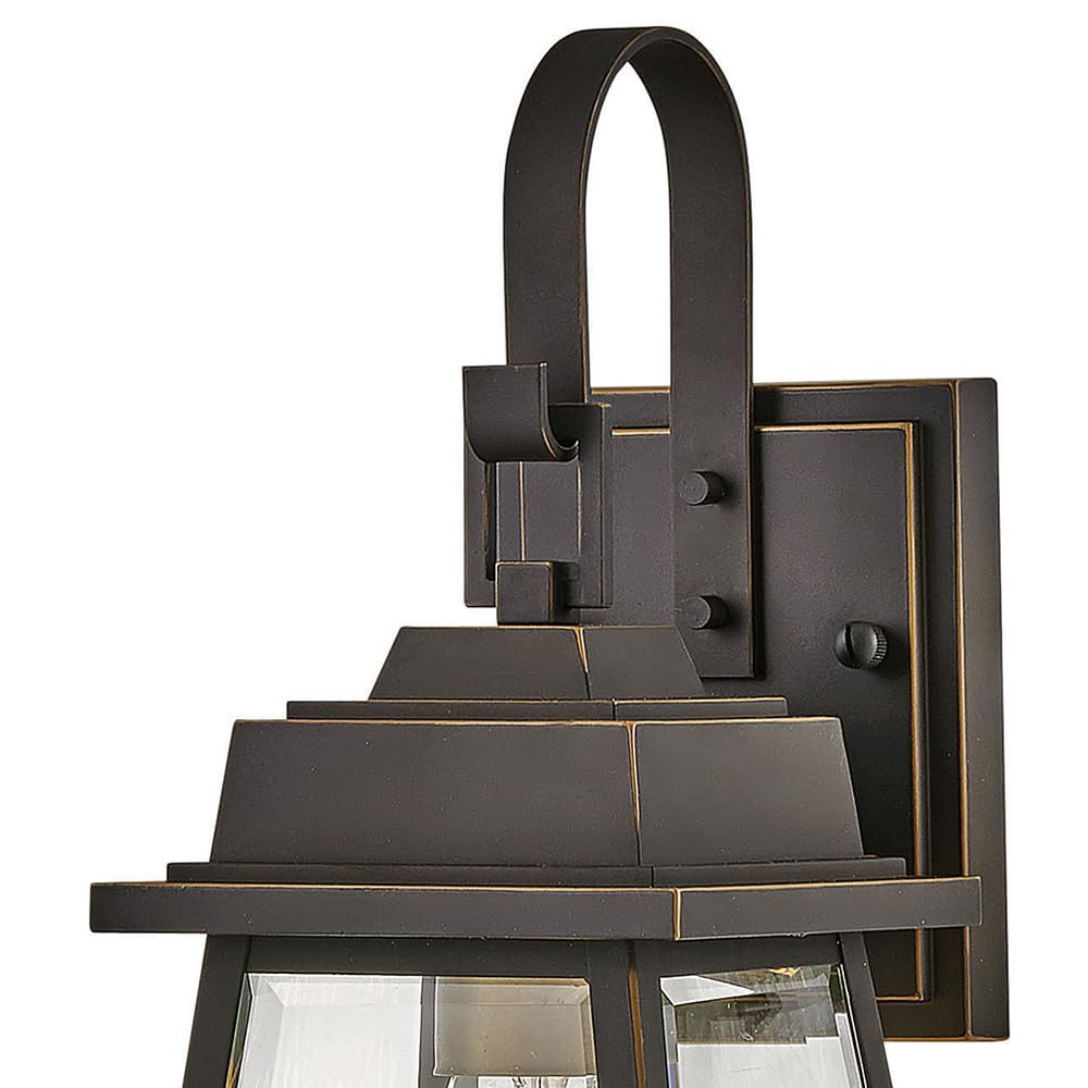 Hinkley Bainbridge Collection Oil Rubbed Bronze Outdoor Wall Light with Clear Beveled Glass - Single Light Fixture for Porch, Patio, Garden & Entryway Lighting