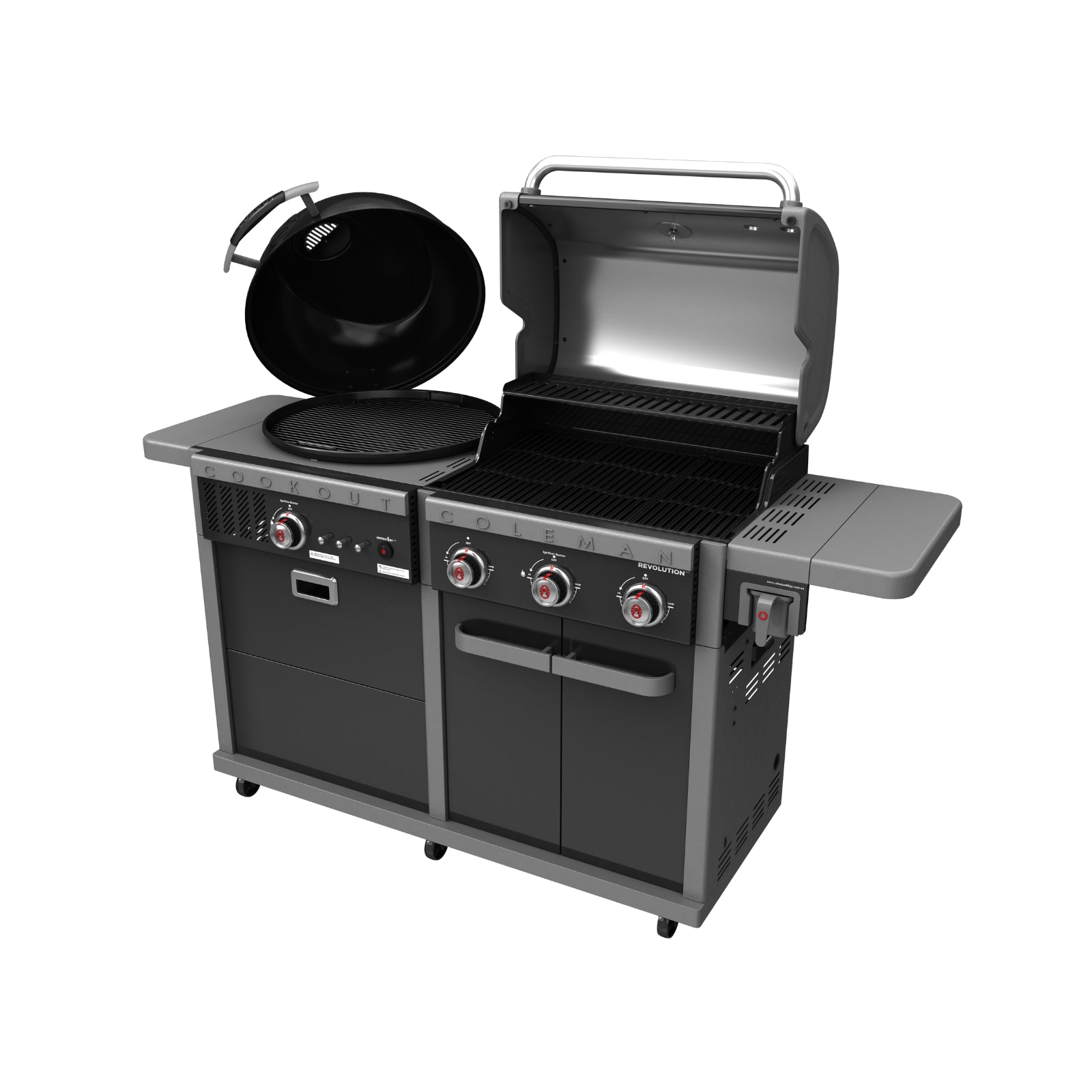 Coleman Revolution Dual Fuel Gas & Charcoal BBQ Grill - Black Gloss Finish - Portable Outdoor Camping & Backyard Grilling REVDFBGL