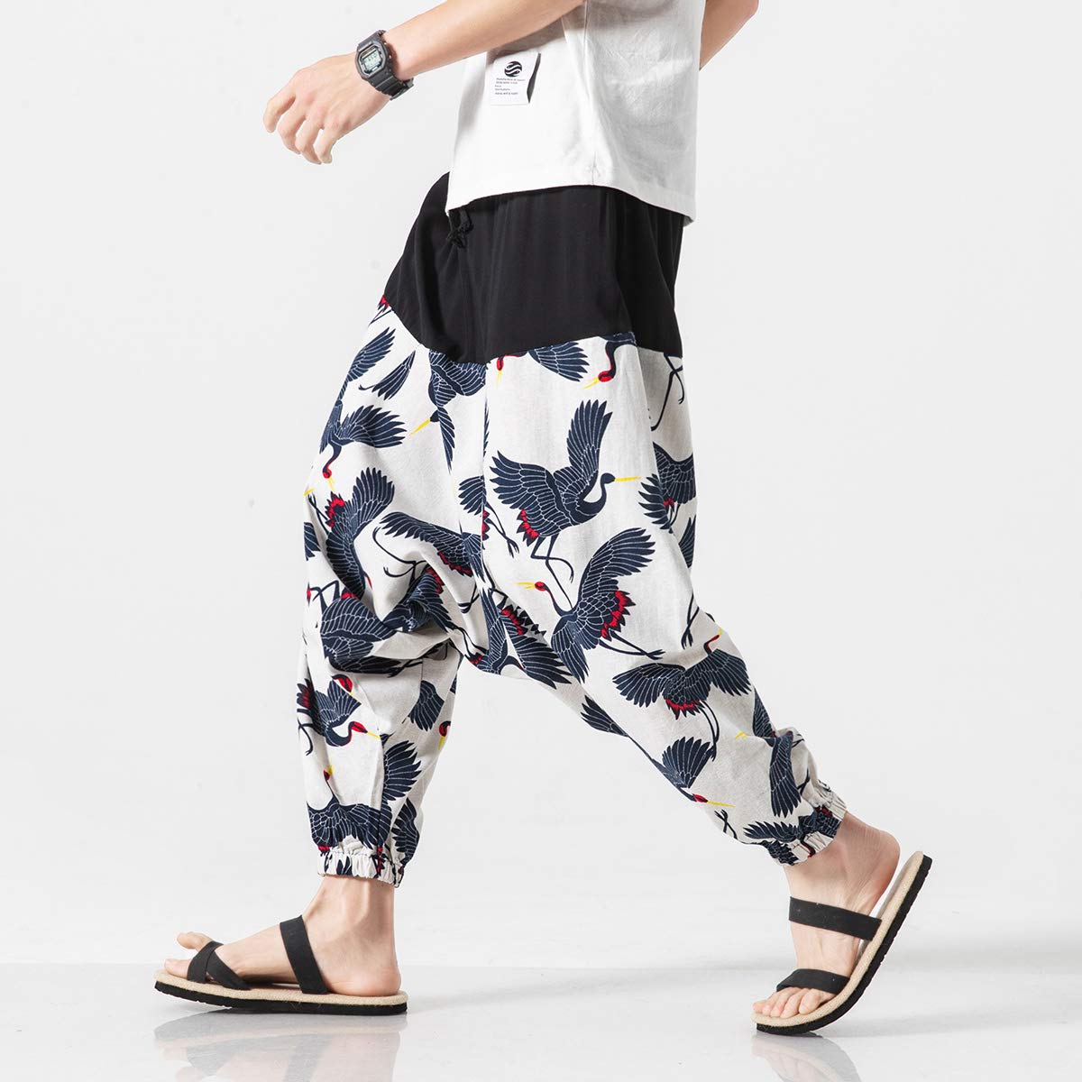Seidarise Men's Harem Pants - Drop Crotch Lounge Pants, Plus Size Genie Pants, Balloon Yoga Joggers for Men - Perfect for Yoga, Meditation, and Casual Wear