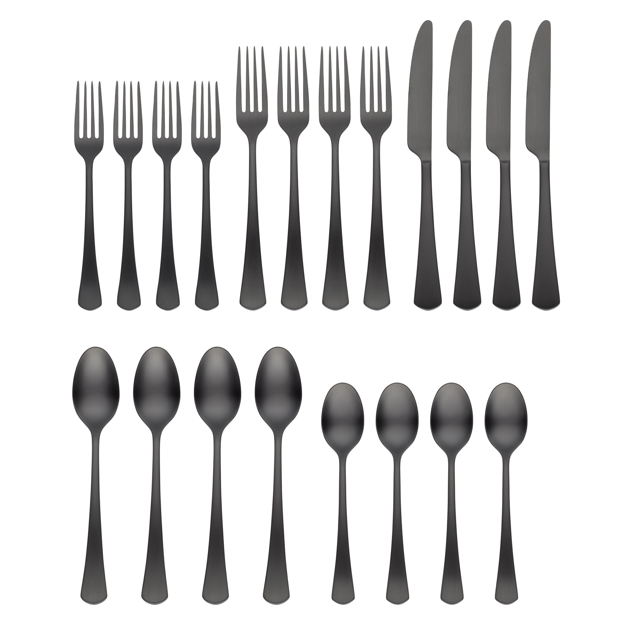 Morgan Black Satin 20-Piece Flatware Set - Elegant Stainless Steel Cutlery for Dinner Parties, Weddings & Everyday Dining