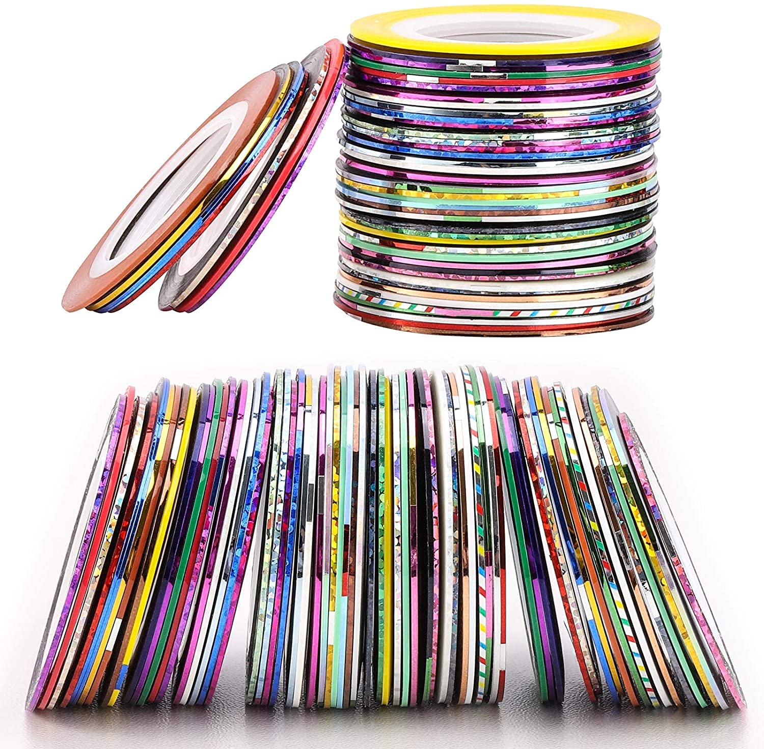 Belicia 10 Colors Mixed Nail Art Striping Tape - DIY Nail Design for French Tips, Ombre & Geometric Patterns - Perfect for Salon, Home Manicure & Nail Art Enthusiasts