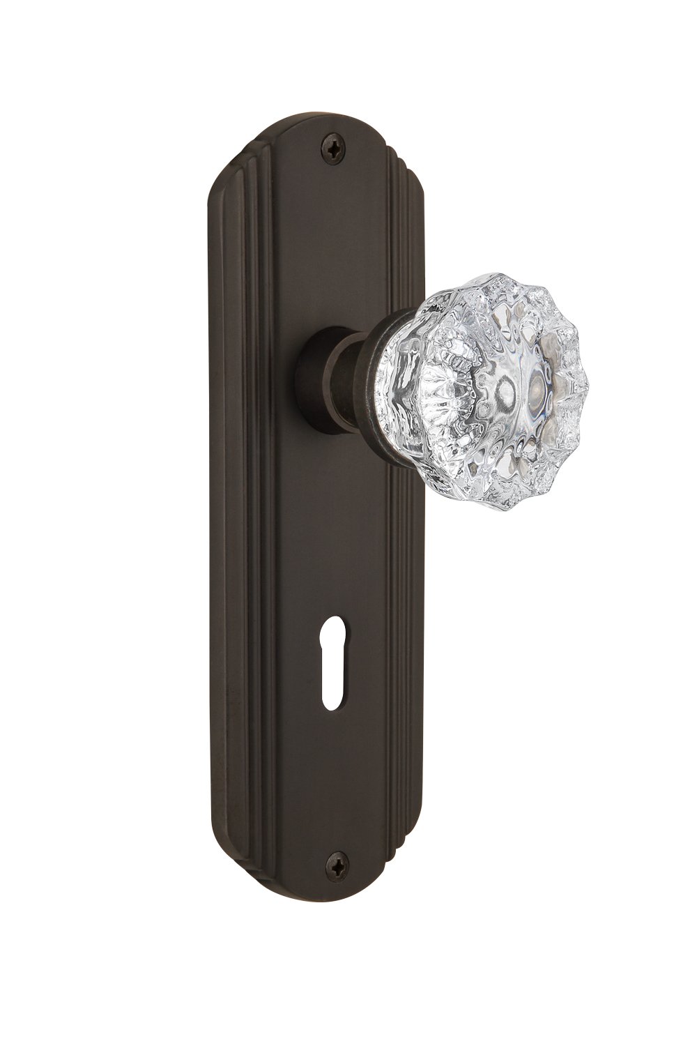 Vintage Style Deco Plate with Crystal Knob - Single Dummy Door Handle in Oil-Rubbed Bronze Finish | Perfect for Cabinet, Dresser & Furniture Restoration Projects
