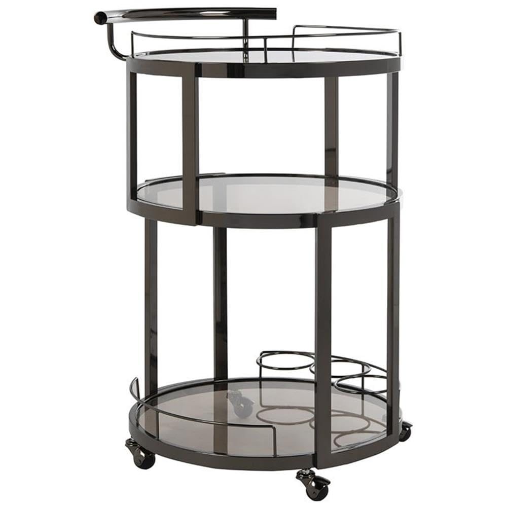 Safavieh Rio Bar Cart - Modern Rolling Bar Cart with Glass Shelf & Storage for Home, Office, or Party Use - Perfect for Serving Drinks, Displaying Decor, or Organizing Essentials