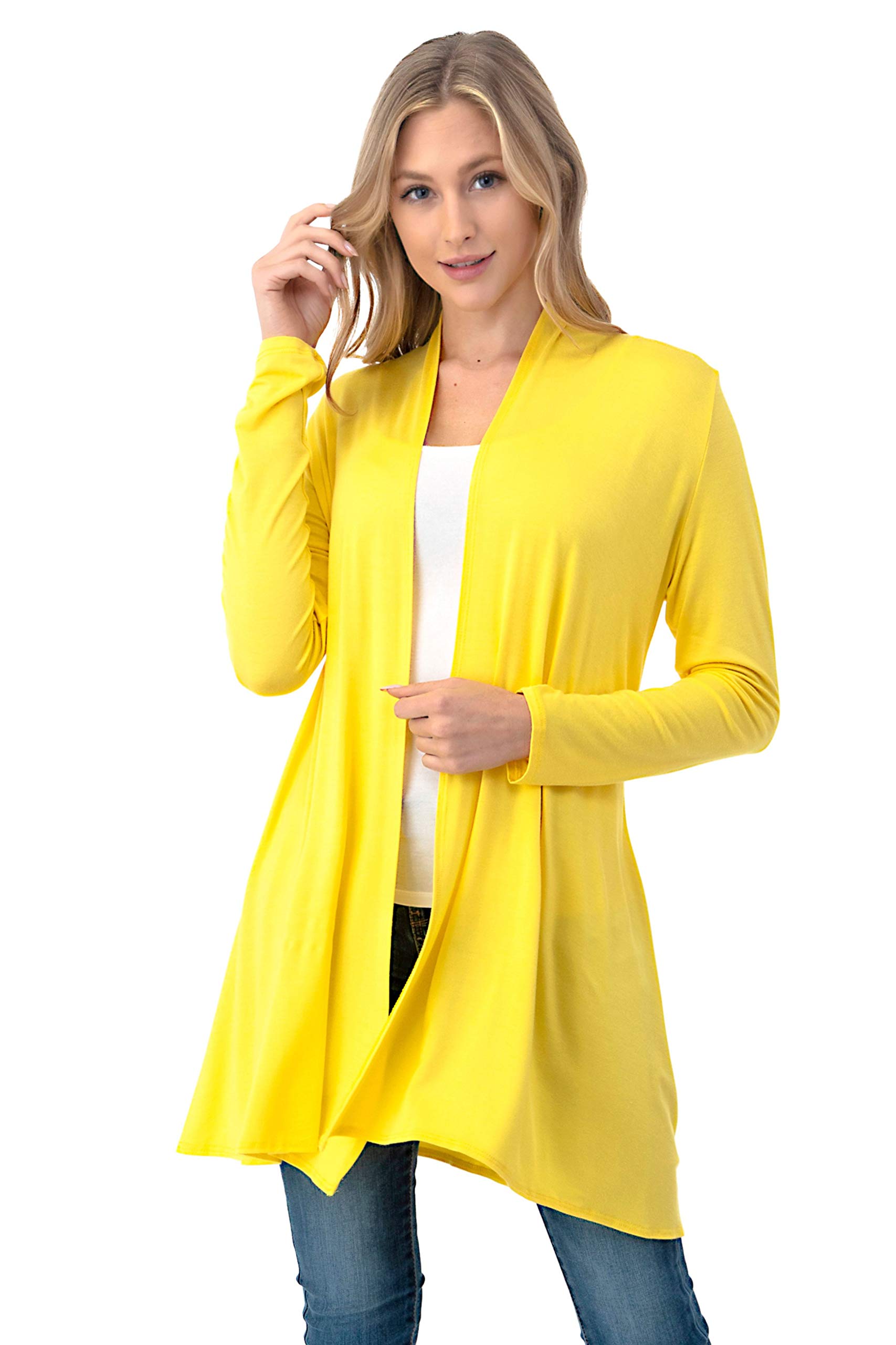 Simpli Soft Casual Longline Long Sleeve Cardigan Sweater for Women | Comfortable Lightweight Open Front Cover-Up | Made in USA | Perfect for Office, Lounge & Fall Layering