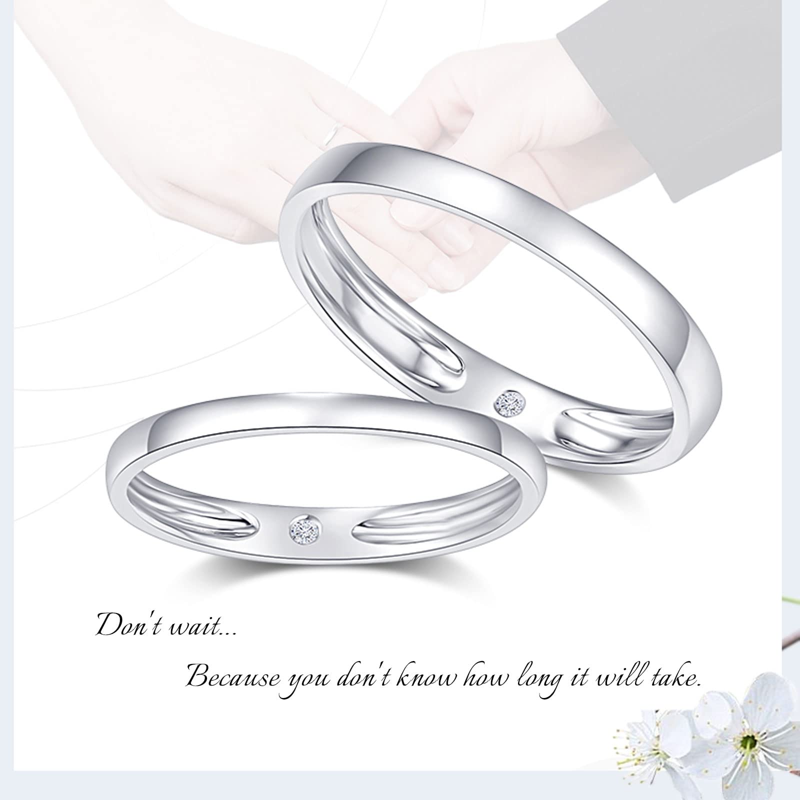 Diamond Matching Couples Rings for Him and Her - Sterling Silver/10K/14K/18K Wedding Promise Rings with Free Engraving | Perfect for Anniversaries, Engagements & Romantic Gifts