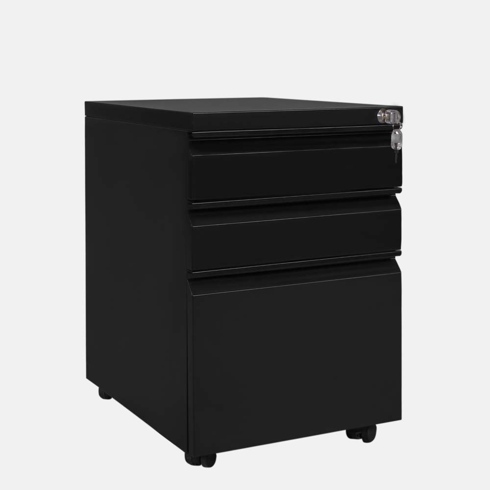 HOMVENT 3-Drawer Metal File Cabinet with Lock - Secure Document Storage Organizer for Home Office, Bedroom & Closet | Perfect for Organizing Bills, Tax Records & Important Files
