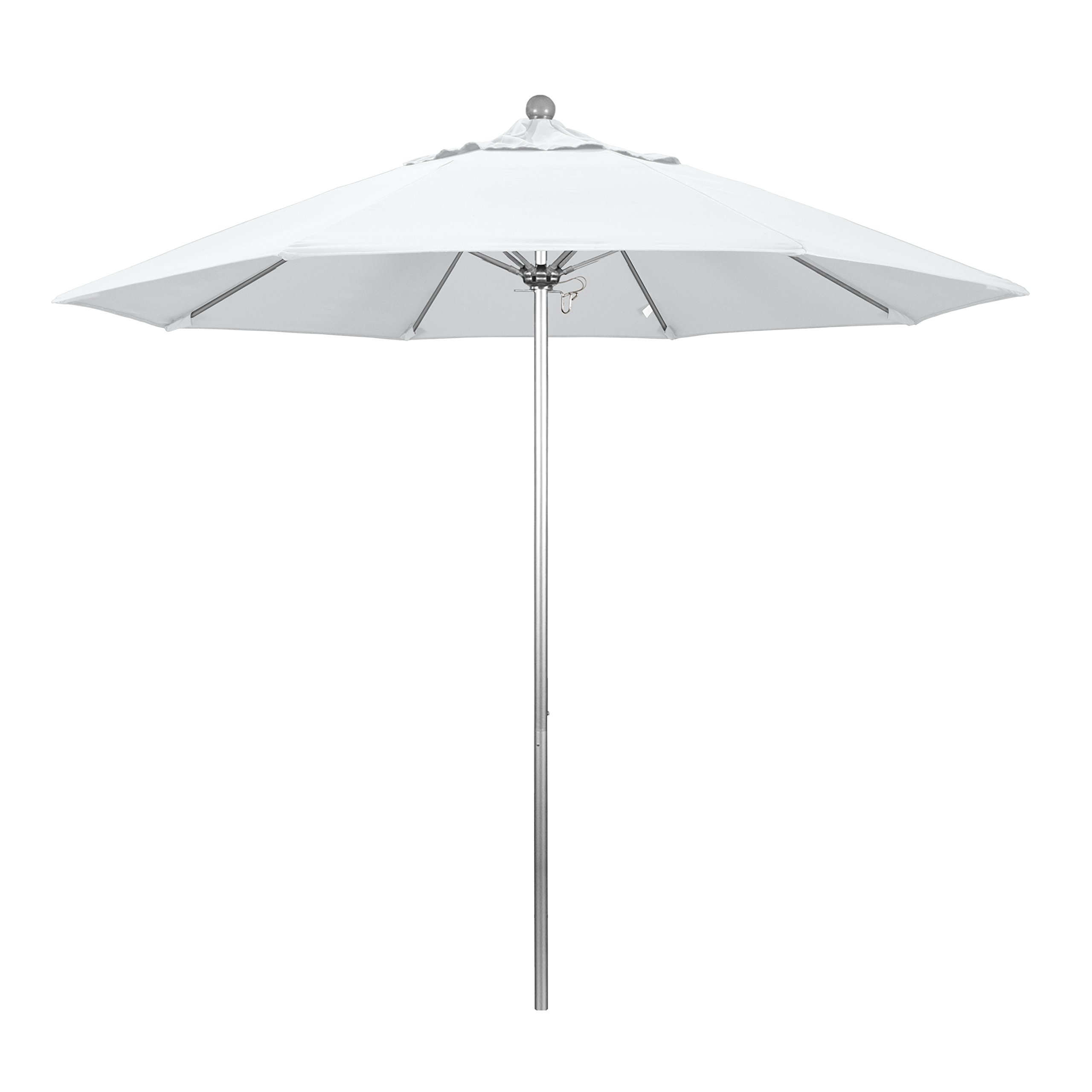 9' Round California Umbrella with Aluminum/Fiberglass Frame & Olefin Fabric - Push Open Design with Silver Pole for Patio, Poolside, and Outdoor Dining Areas