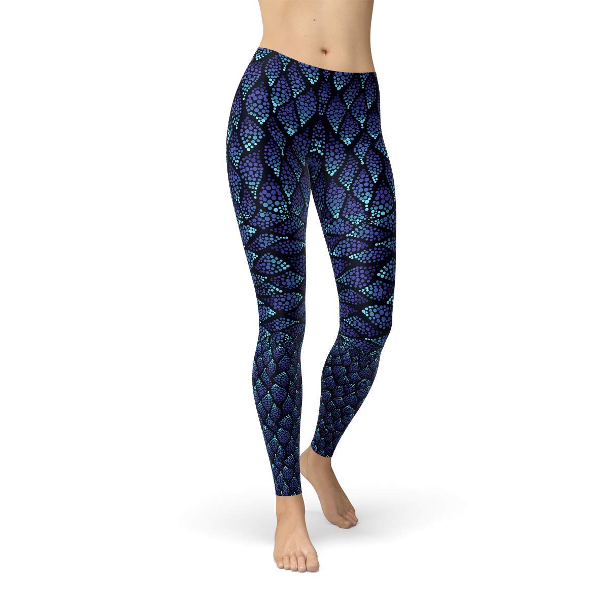 Mermaid Scale Leggings for Women - Navy Blue High Waist Yoga Pants with Fish Scale Design | Perfect for Yoga, Workout & Casual Wear