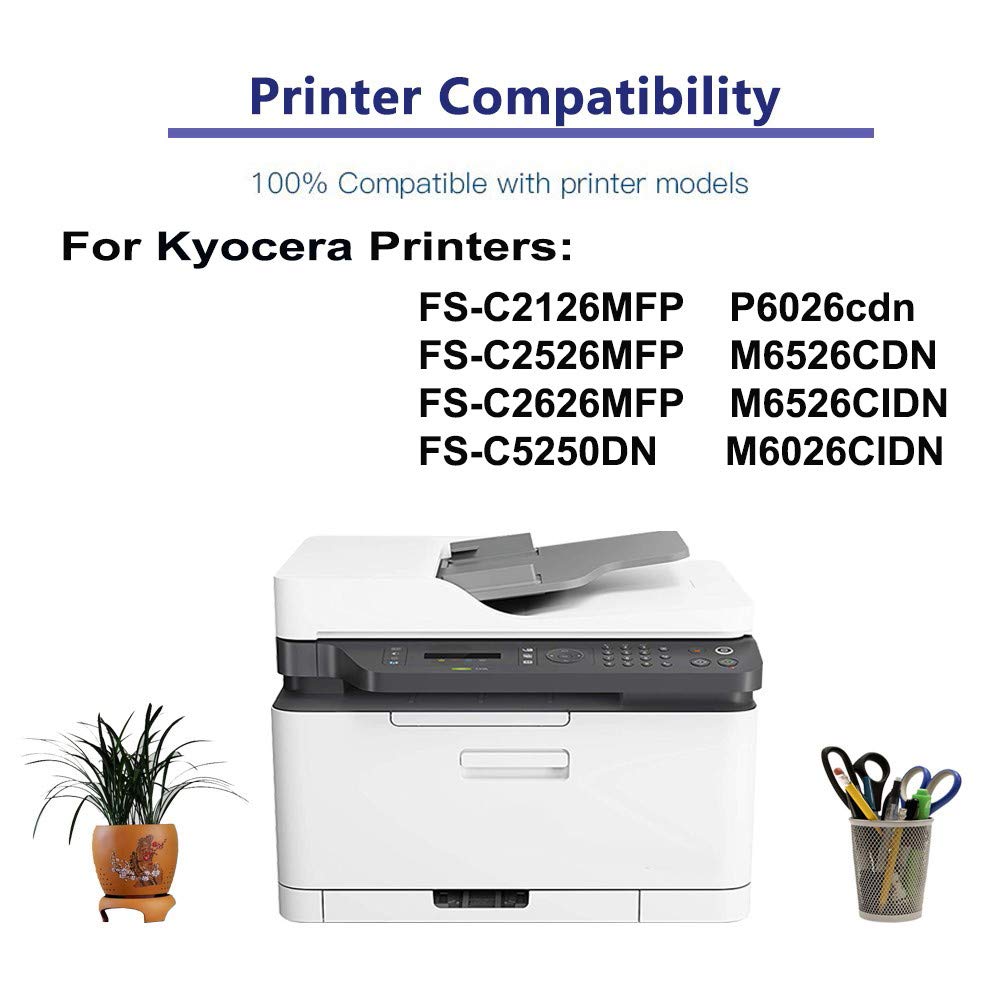 4-Pack High Yield TK592 Compatible Toner Cartridges (Black, Cyan, Yellow, Magenta) for Kyocera Ecosys M6526CDN M6526CIDN M6026CIDN Printers - Perfect for Office & Home Printing Needs