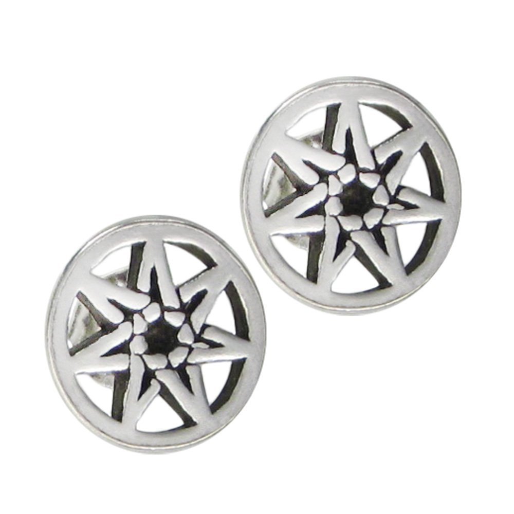 925 Sterling Silver Septagram Stud Earrings for Women - Perfect for Everyday Wear, Gifts & Witchy Aesthetic