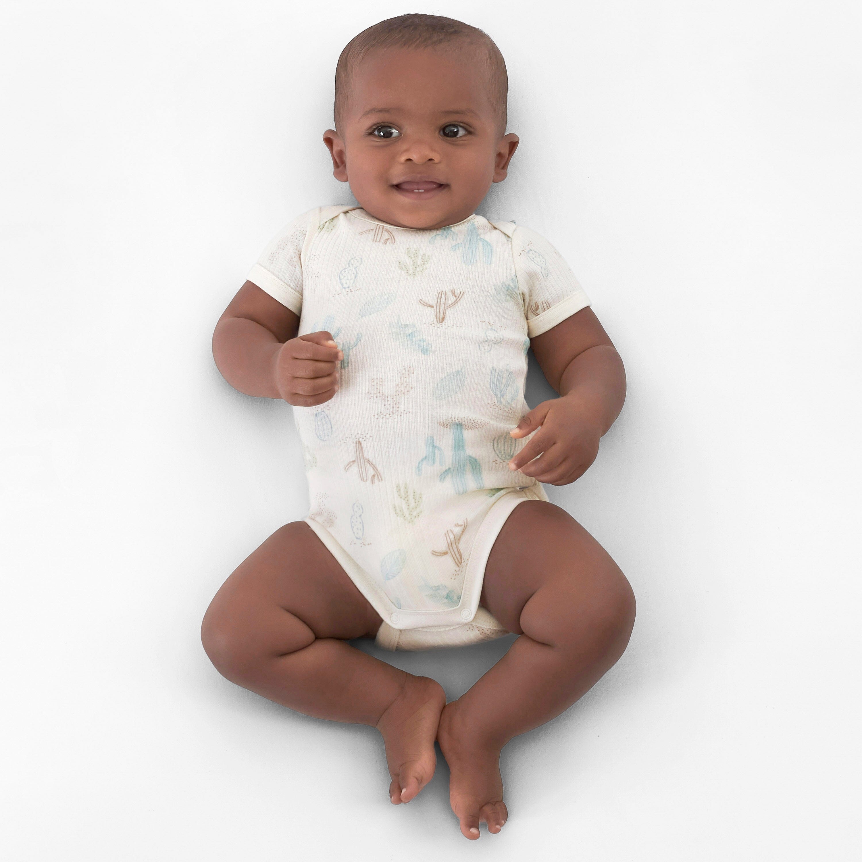 3 Pack Baby Boys Desert Cactus Short Sleeve Bodysuits - Soft Cotton Onesies for Newborns & Infants - Perfect for Summer Outings & Photo Shoots