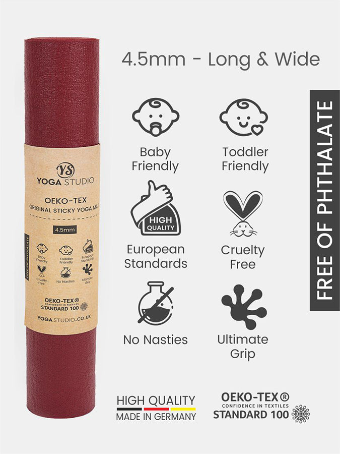 Eco-Friendly Oeko Tex Certified 4.5mm Extra Long & Wide Yoga Mat for Home & Studio Practice - Perfect for Hot Yoga, Pilates, and Meditation