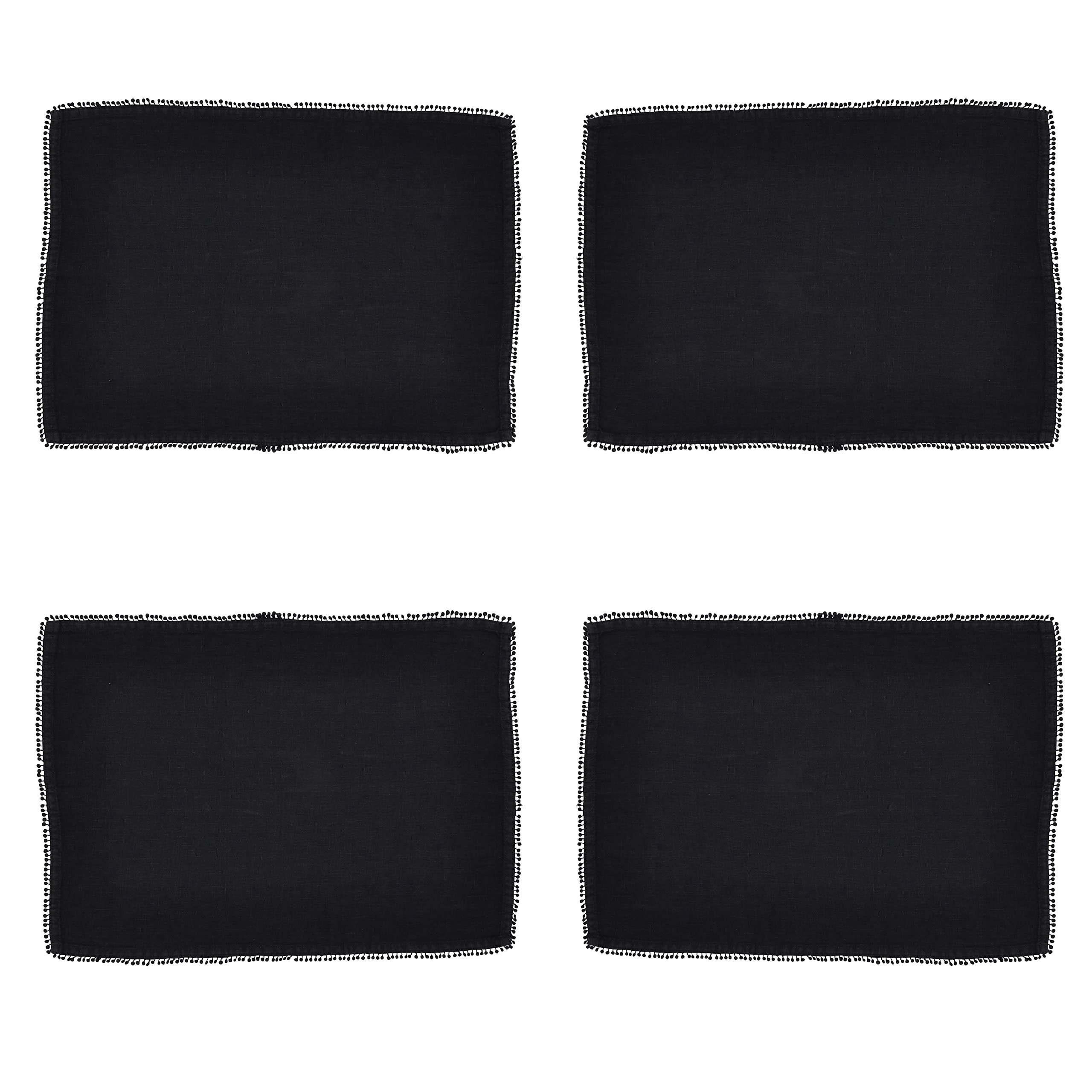 Pom Pom Design Placemats Set of 4 - Non-Slip Washable Table Mats for Dining, Kitchen, Party & Home Decor - Perfect for Thanksgiving, Christmas & Everyday Use