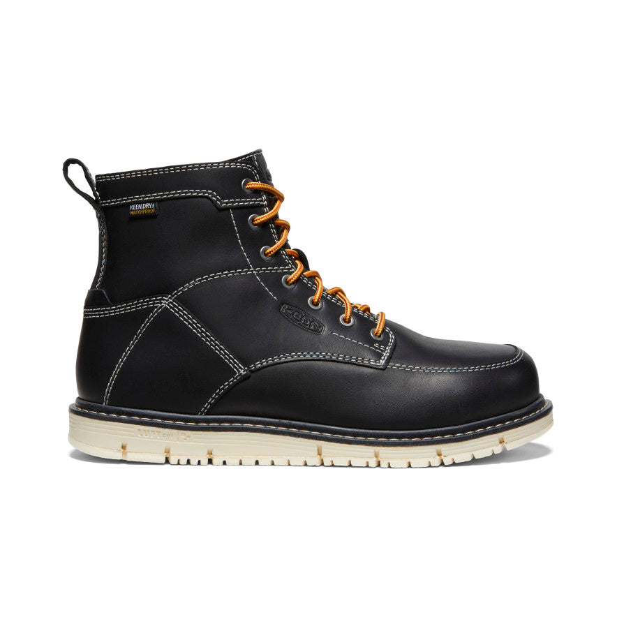 Men's CSA Approved San Jose 6 Waterproof Steel Toe Work Boots - Black/Off White for Construction & Outdoor Safety