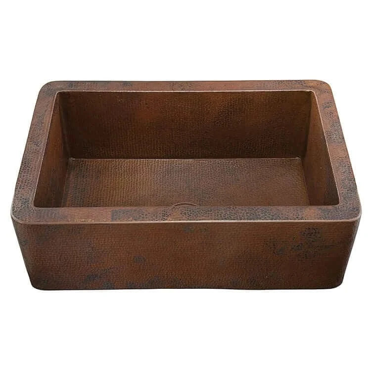 Thompson Cardenas 33-Inch Aged Copper Farmhouse Kitchen Sink 2KS - Vintage Style Apron Front Sink for Rustic & Modern Kitchens