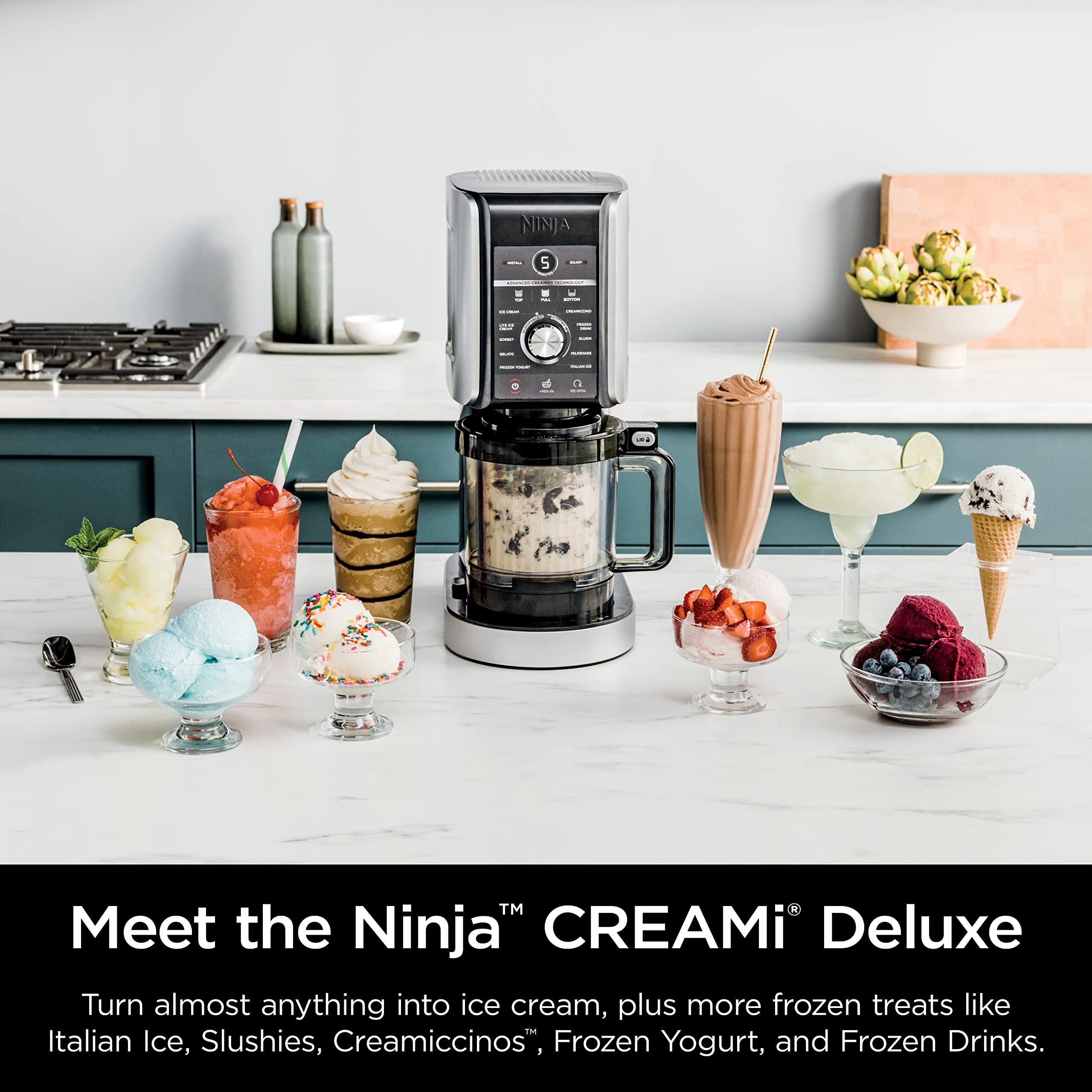 Ninja CREAMi Deluxe 11-in-1 Ice Cream Maker Machine - Make Homemade Ice Cream, Sorbet, Frozen Yogurt, Milkshakes & More with 2 XL Pint Containers (Canadian Version NC501C) - Perfect for Family Desserts, Summer Treats & Healthy Frozen Snacks