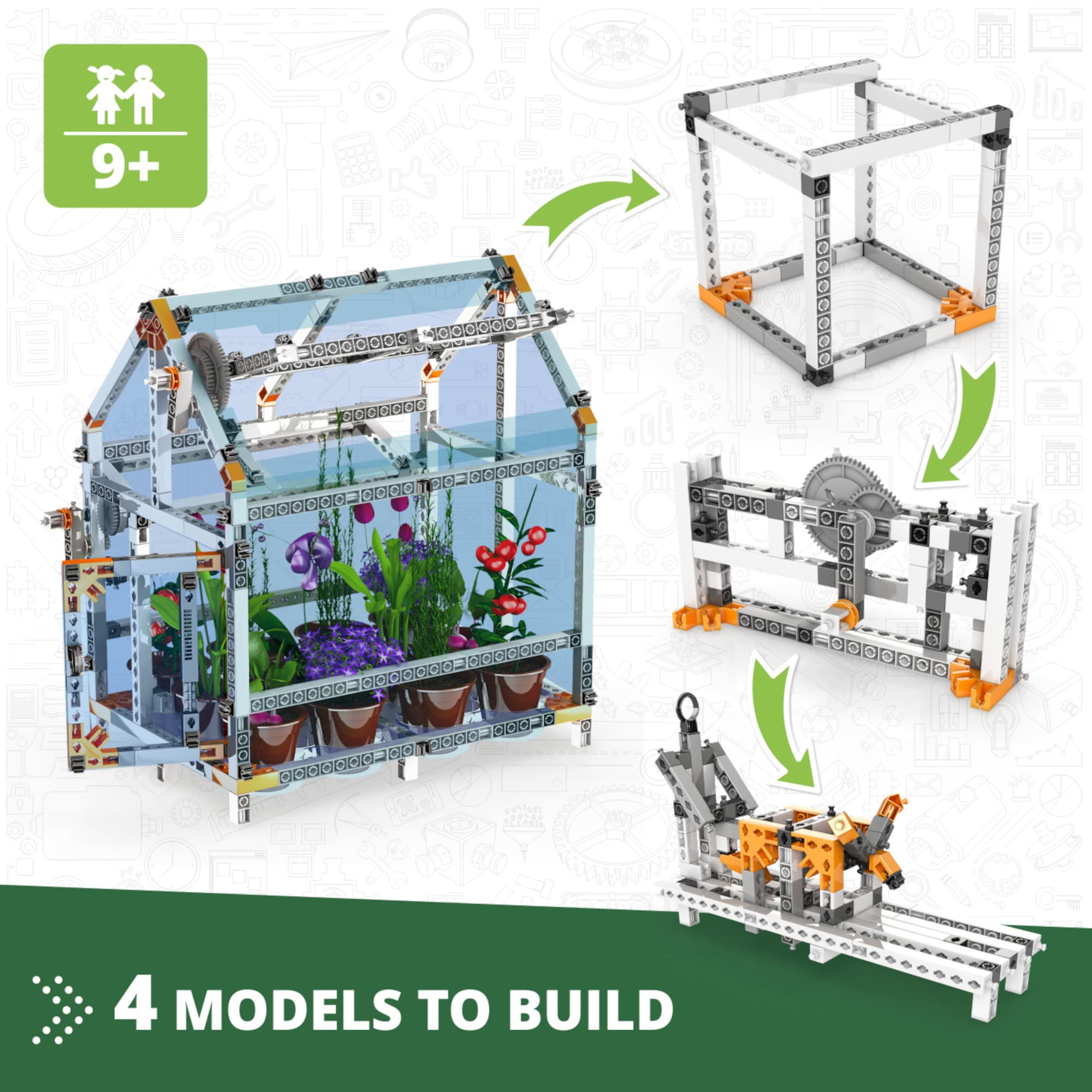 Engino STEM Construction Toys for Kids 9+ | Botanic Laboratory with Fully Functional Greenhouse Kit | Science Experiment Gifts for Boys & Girls | Educational Gardening Activities for Indoor & Outdoor Learning