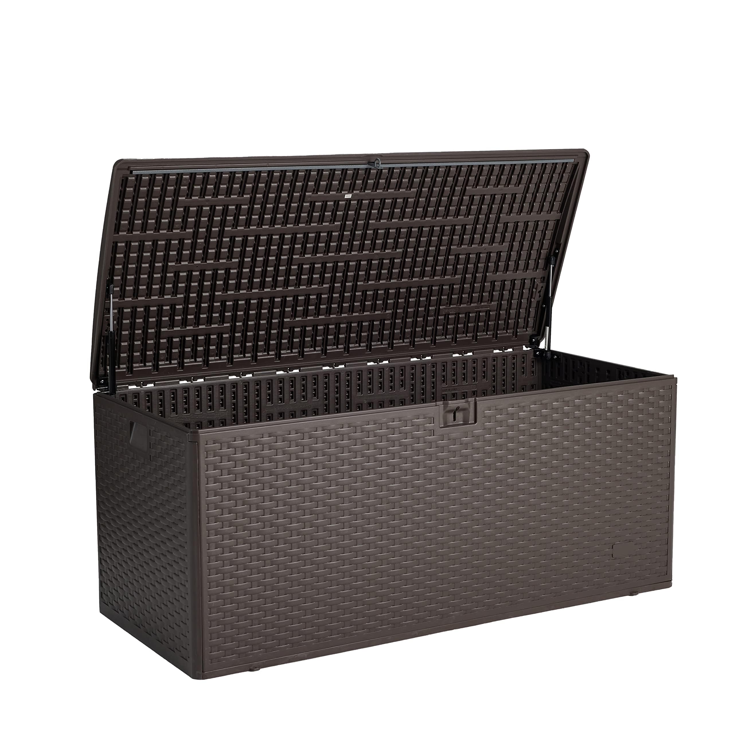 Amazon Basics 150 Gallon Outdoor Patio Storage Deck Box - Waterproof & Weather-Resistant for Furniture Cushions, Garden Tools - Brown - Perfect for Backyard, Deck, and Poolside Storage