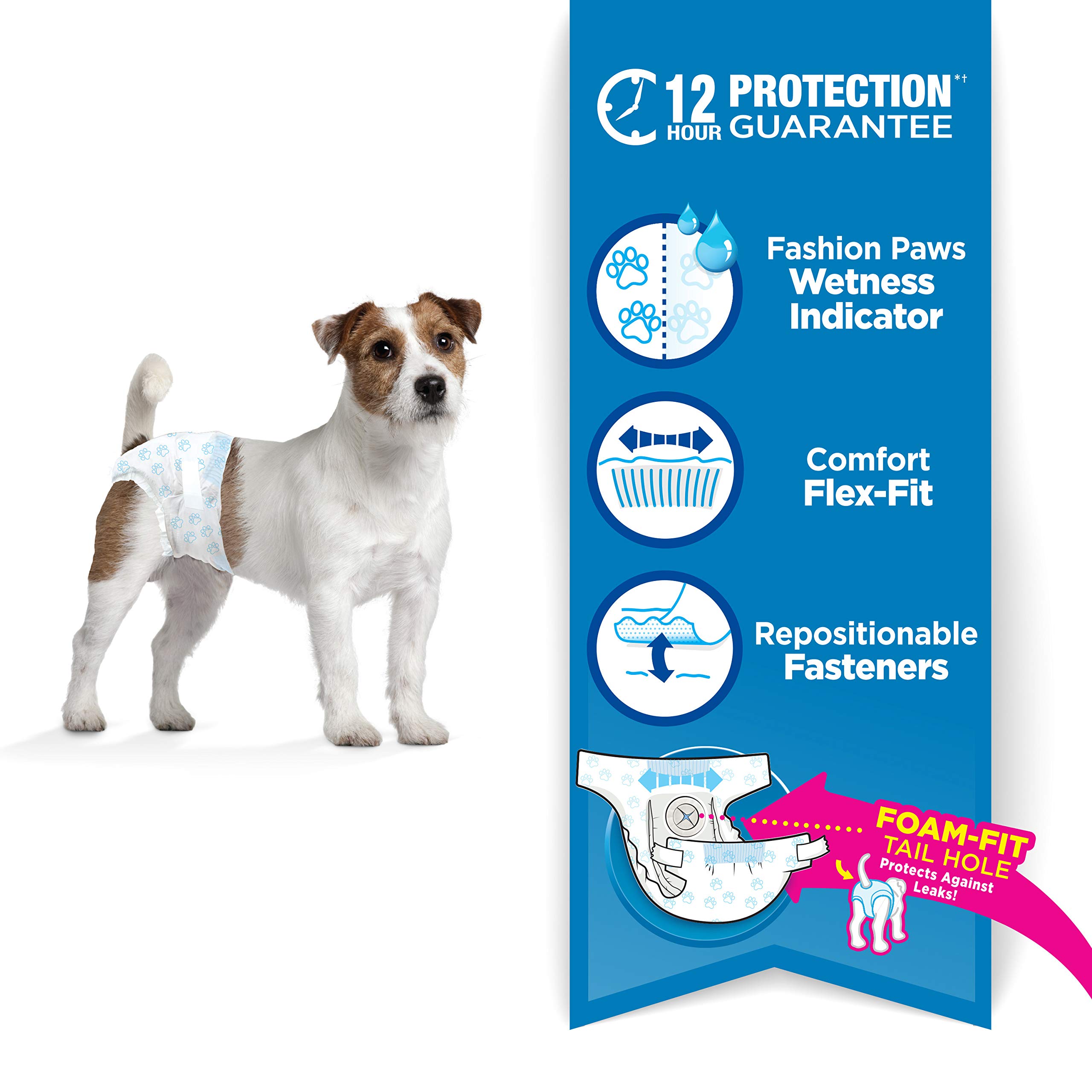 Four Paws Wee-Wee Super Absorbent Disposable Adjustable Dog Diapers for Potty Training - Leak-Proof Protection for Puppies & Small Dogs, Small Size (36 Count) - Perfect for Housebreaking, Travel & Overnight Use