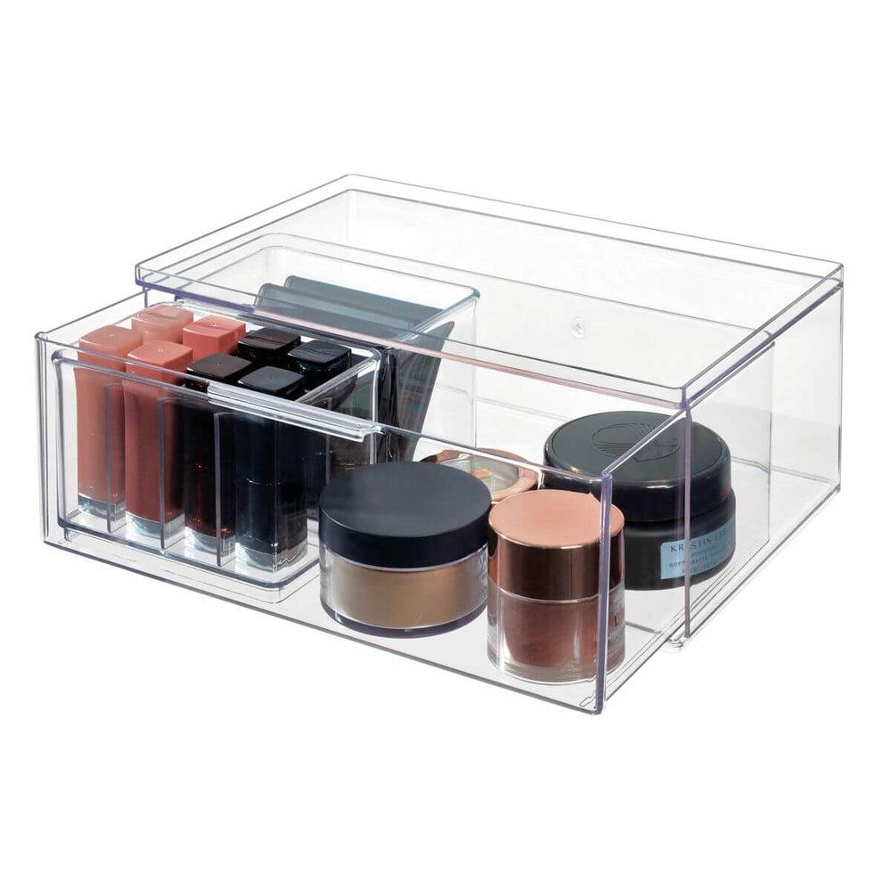 iDesign Deep Makeup Drawer Organizer - Small Cosmetic Storage for Vanity, Bathroom & Travel | The Home Edit Collection | Compact Beauty Organizer for Makeup Brushes, Lipsticks & Skincare Products