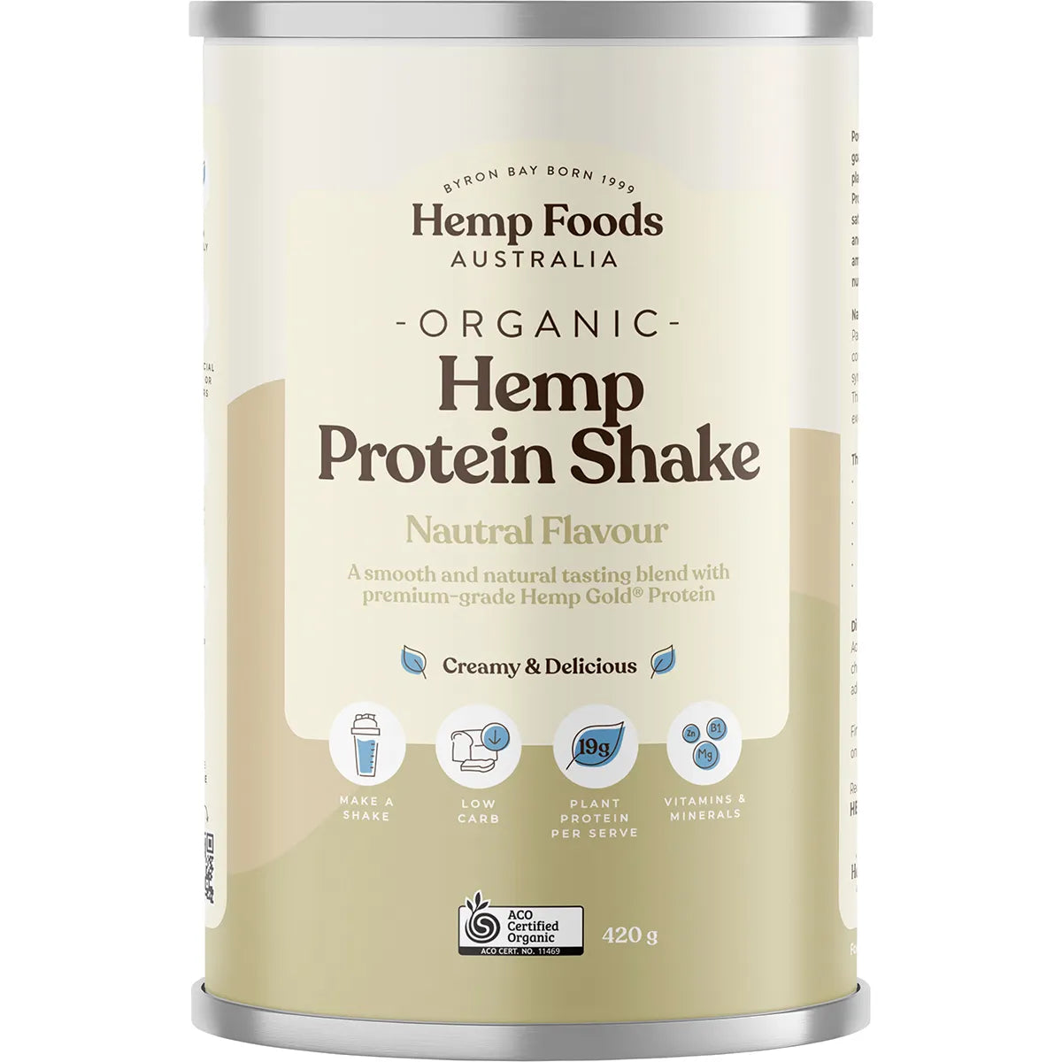Organic Hemp Protein Powder by Hemp Foods Australia - 420g Plant-Based Vegan Protein Shake for Smoothies, Baking & Post-Workout Recovery