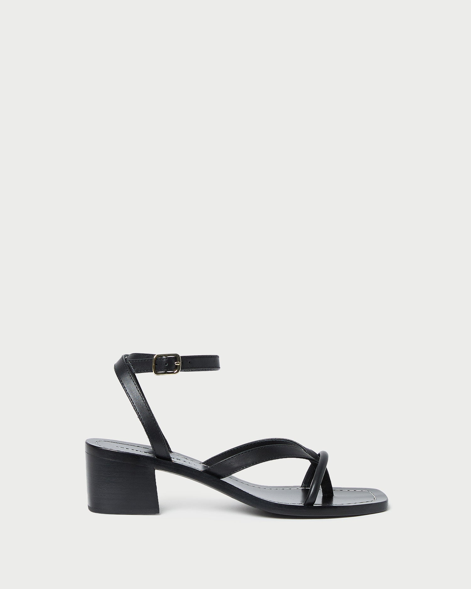 Eloise Women's Black Leather Heeled Sandals - Comfortable Dressy Block Heel Open Toe Shoes for Weddings, Parties & Evening Events