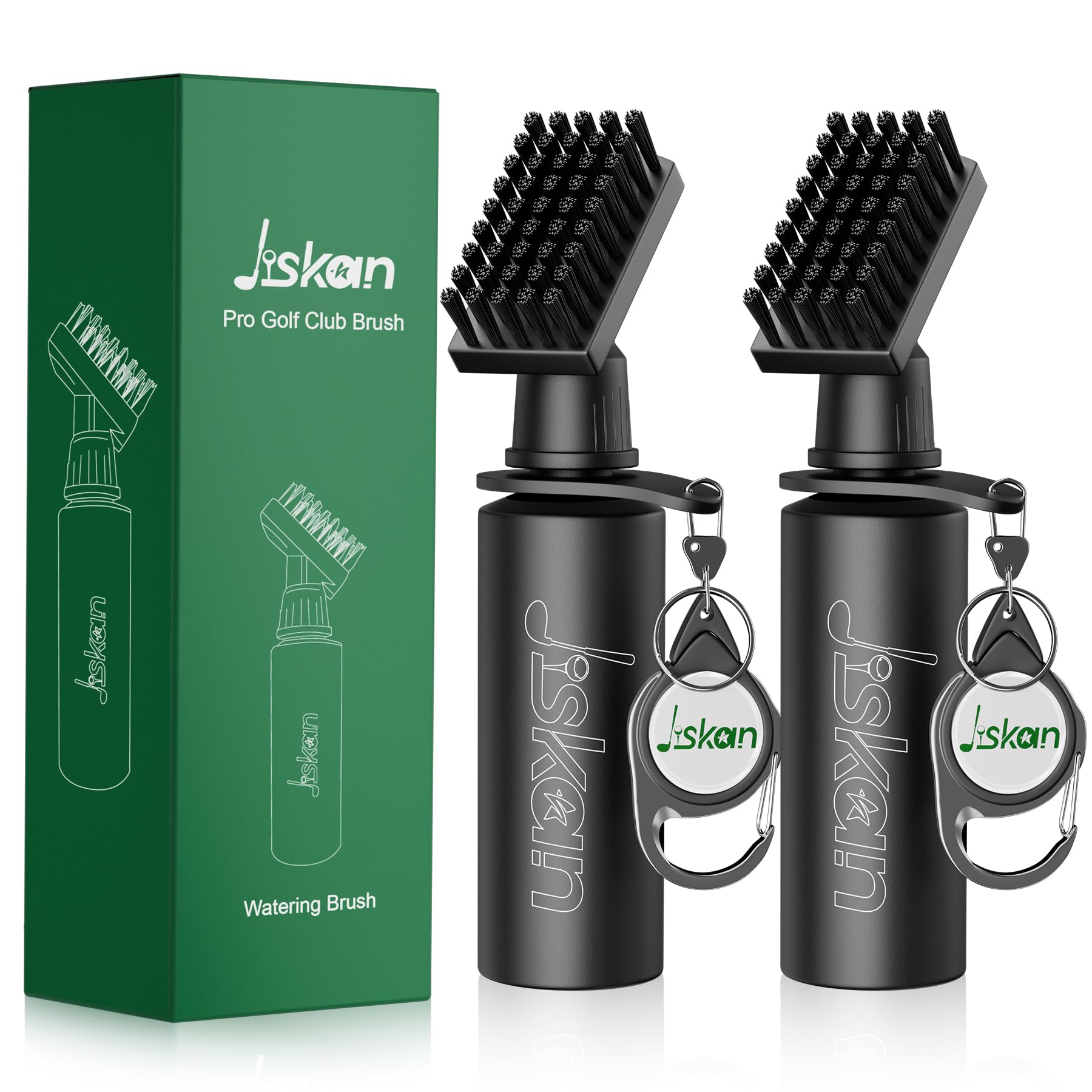 2 Pack Premium Golf Club Cleaner Brush Set with Squeeze Water Bottle (7.5 Inch, 4oz Capacity) - Essential Golf Accessories for Men - Perfect Golf Gift for Dad, Husband & Golfers - Ideal for Course Cleaning, Practice Sessions & Equipment Maintenance