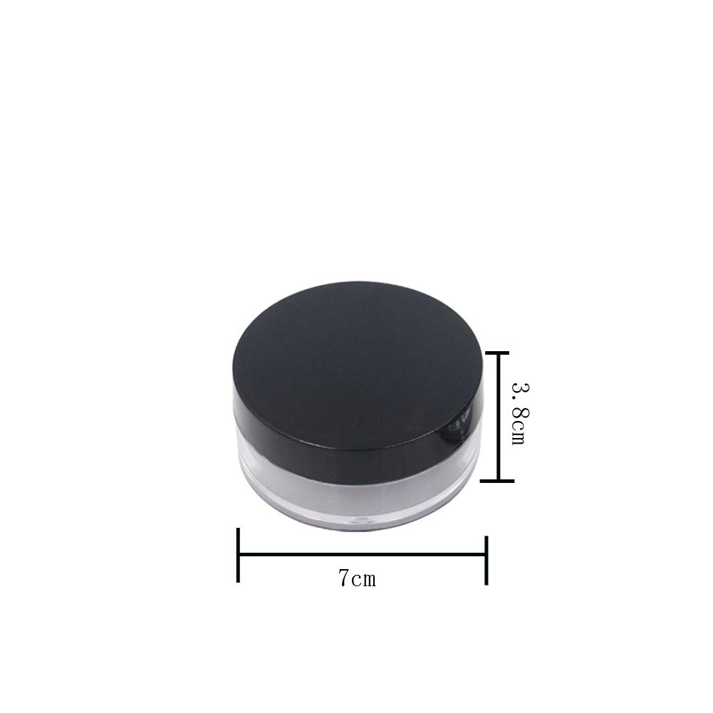 20ml (0.67 oz) Reusable Plastic Loose Powder Container - Empty Makeup Case with Mirror, Sponge Puff & Elastic Sifter - DIY Cosmetic Storage for Travel & Home Use (Black)