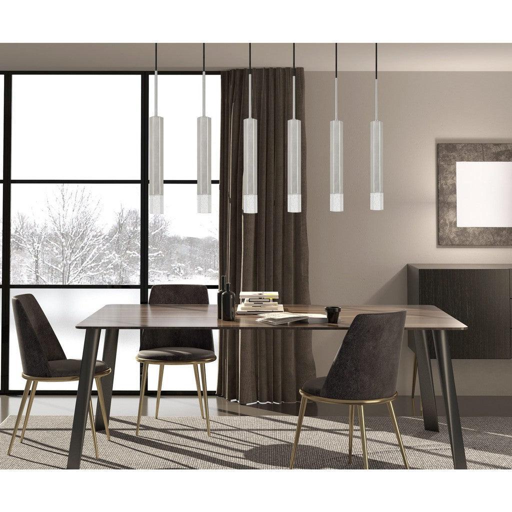 Cal Lighting Troy 6-Light Dimmable LED Hexagon Pendant with Glass Diffuser - Modern Aluminum Cast Chandelier for Dining Room, Kitchen Island & Living Room Lighting