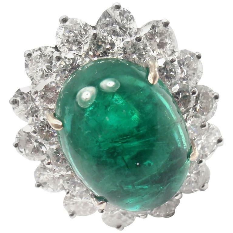 Authentic Craig Drake 18k White Gold Large 10.97ct Emerald Diamond Cocktail Ring for Women - Elegant Statement Jewelry for Parties, Weddings & Special Occasions