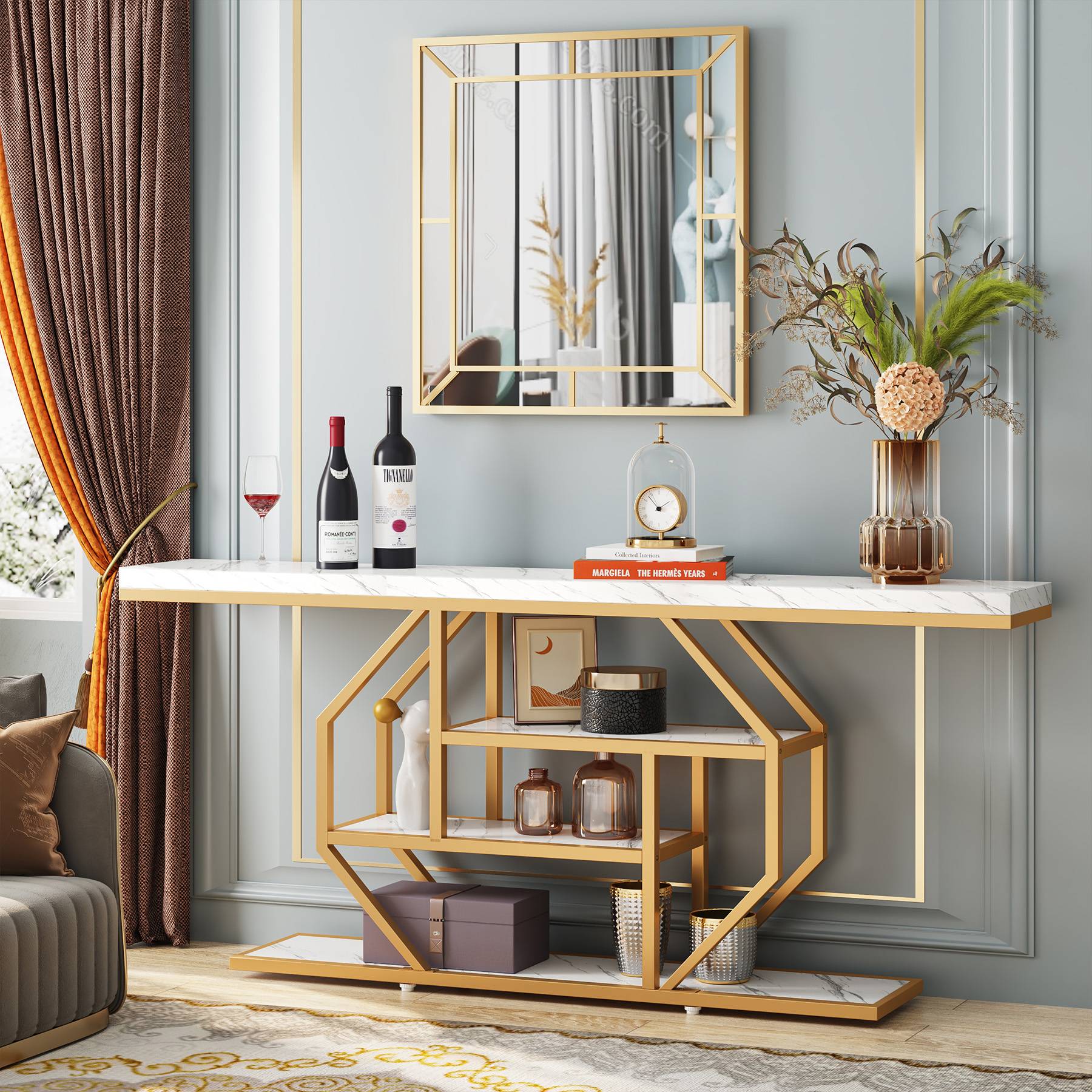4 Tier Console Table, 70.9 Inch Entryway Sofa Table with Storage Shelves - Perfect for Living Room, Hallway & Small Space Organization