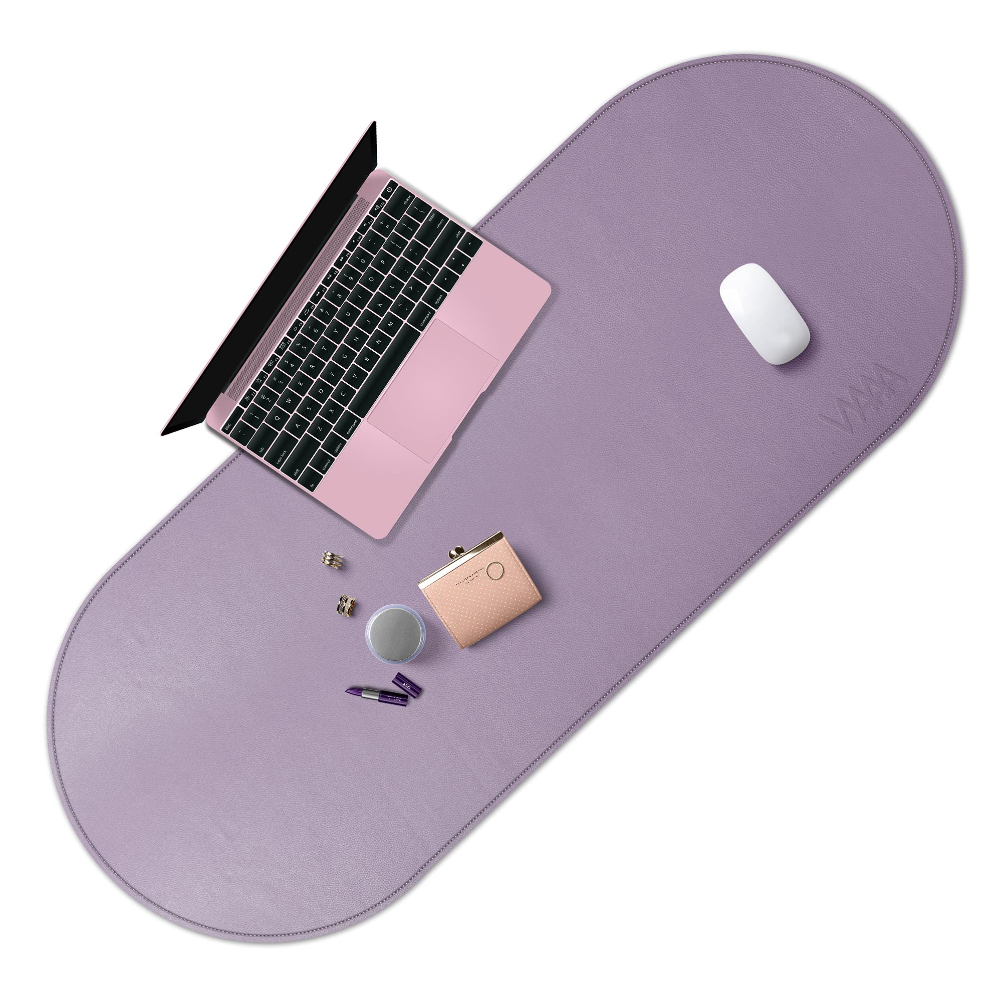 Vyaaa 39x16 Inch Large Dual-Sided PU Leather Desk Mat - Non-Slip Office Desk Protector & Smooth Gaming Mouse Pad (Purple) for Work, Study, and PC Gaming Setup