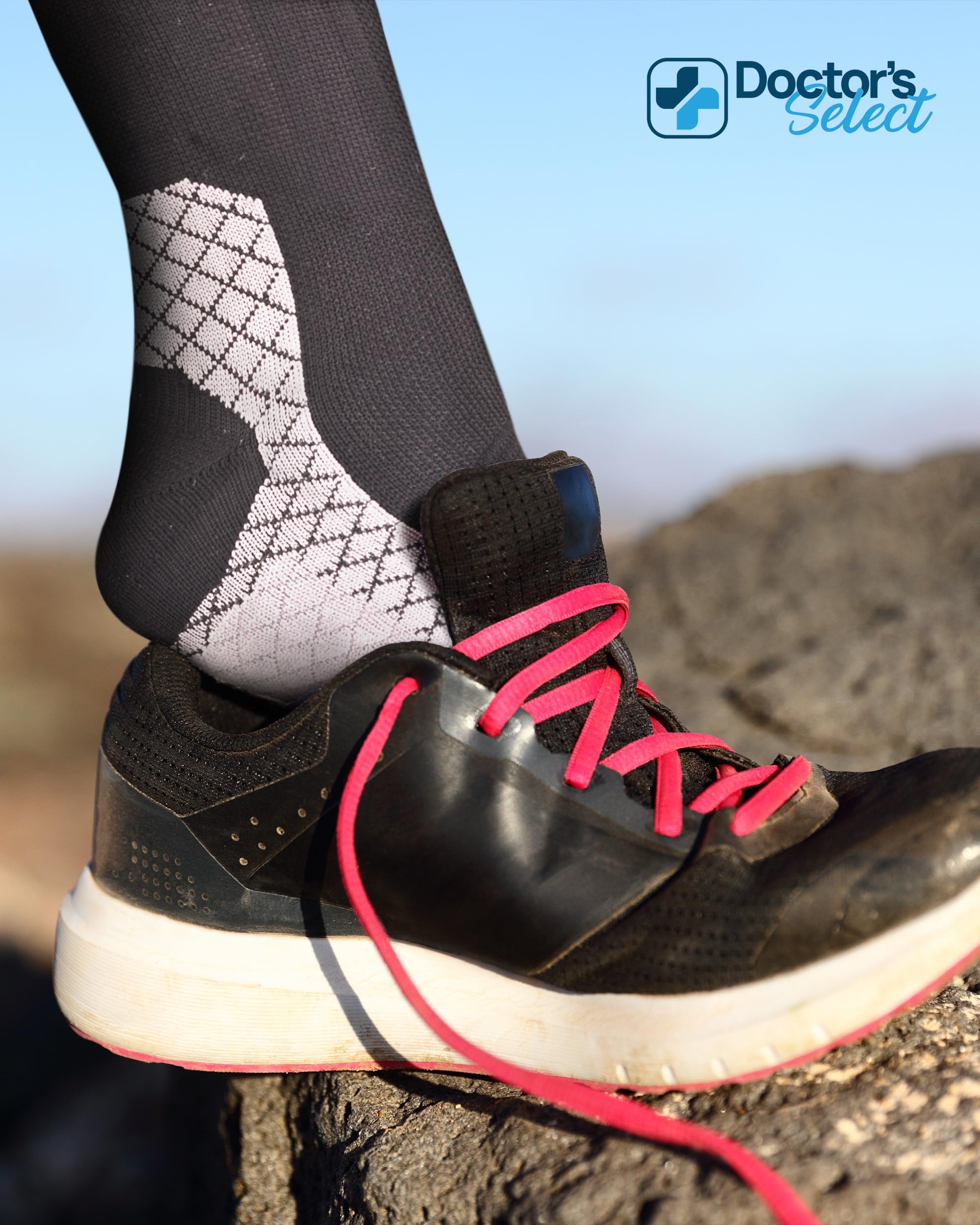 Doctor's Select Plantar Fasciitis Socks - 2 Pairs | Compression Socks for Foot Pain Relief & Arch Support | Plantar Fasciitis Treatment Socks for Running, Walking & Daily Comfort